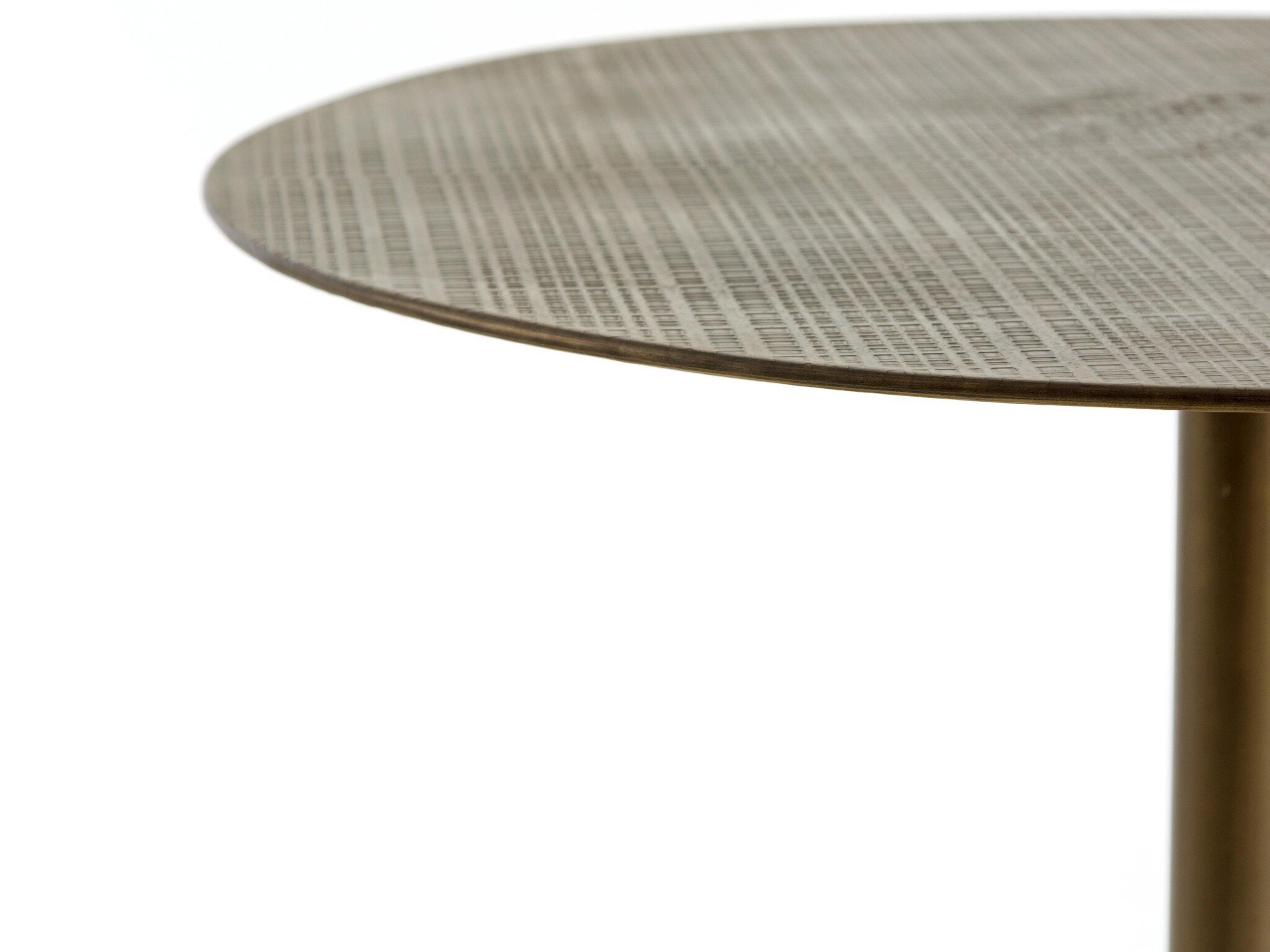 Four Hands Element Aged Brass Acid Etched Round Metal Bar Table