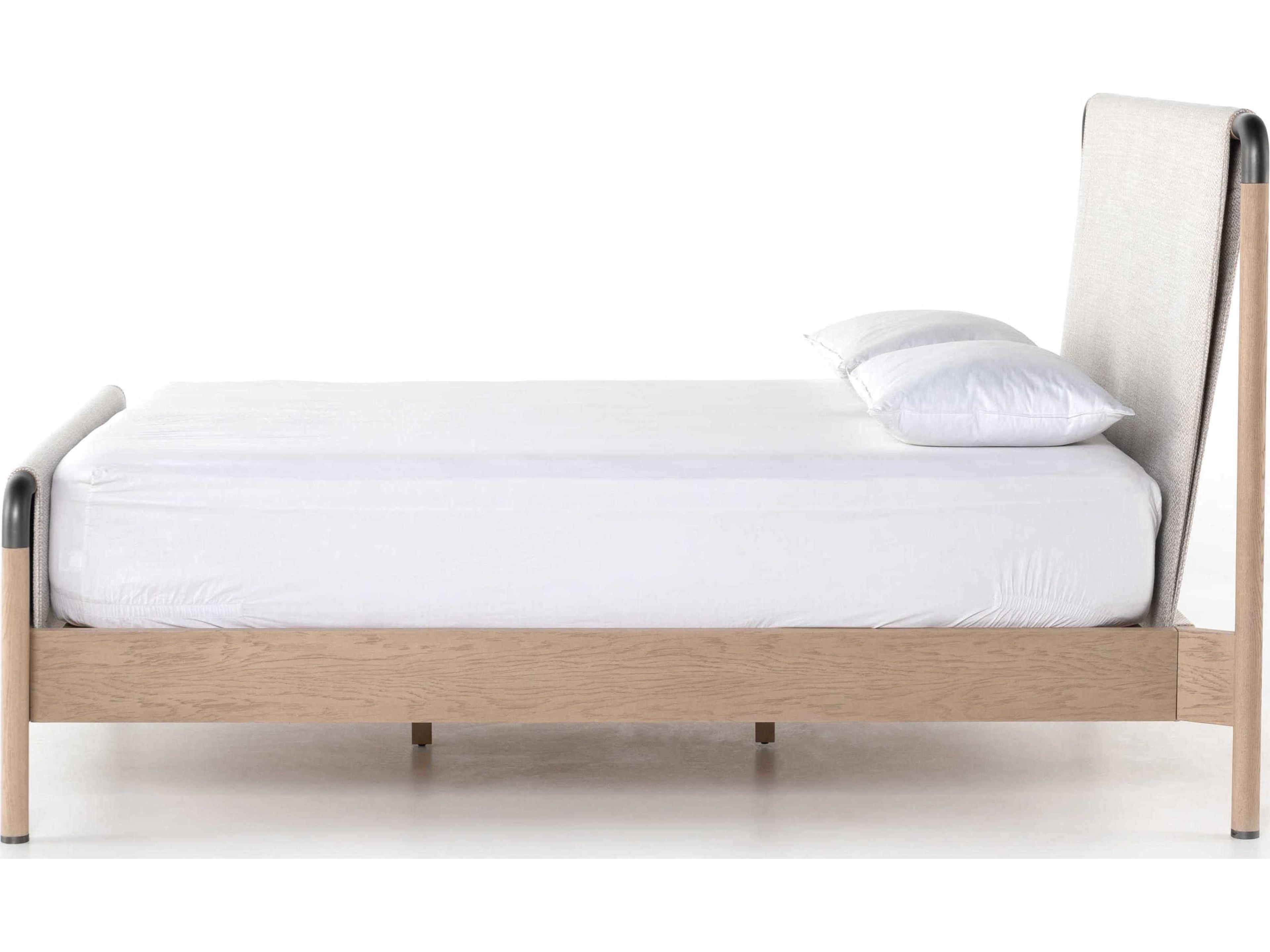 Luxecor Belfast Harriett Gibson Wheat Yucca Oak Gunmetal Beige Wood Upholstered Queen Panel Bed