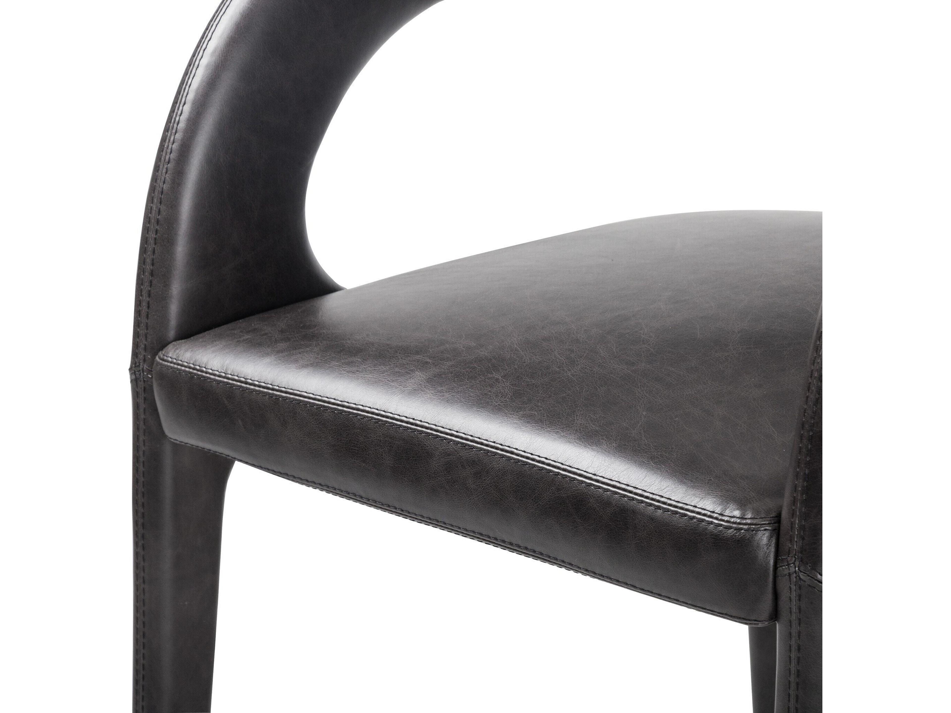 Four Hands Townsend Hawkins Leather Black Upholstered Arm Dining Chair