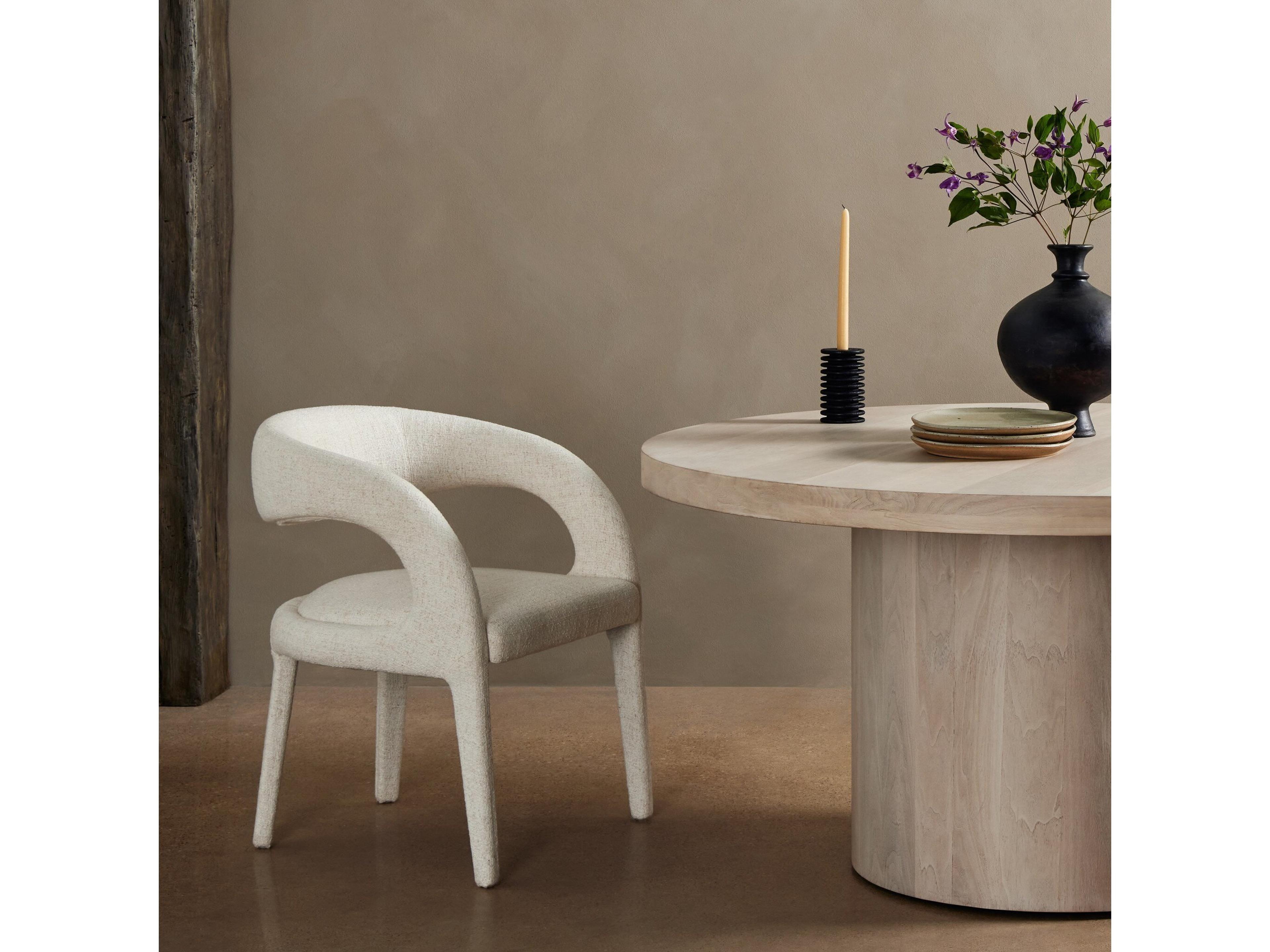 Four Hands Townsend Hawkins White Upholstered Arm Dining Chair