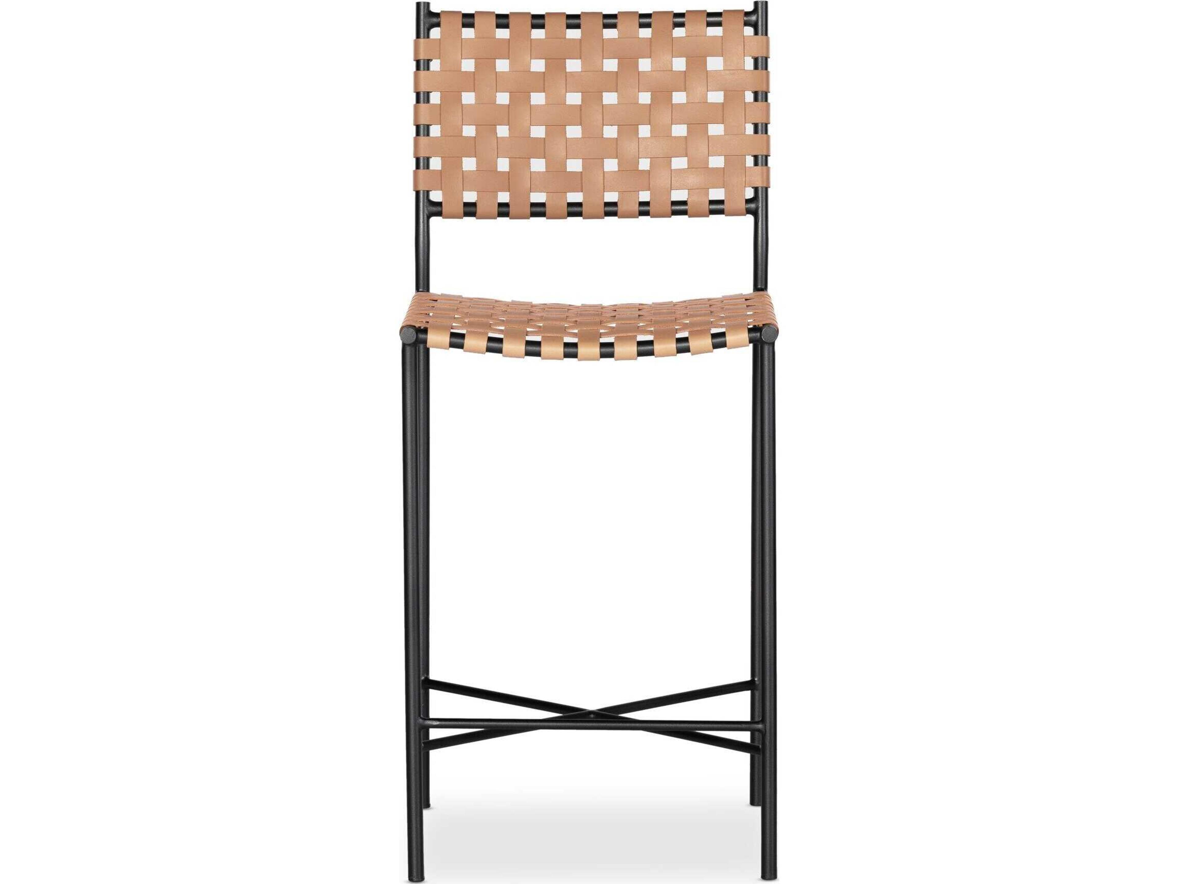 Four Hands Sevilla Garza Leather Natural Gunmetal Counter Stool