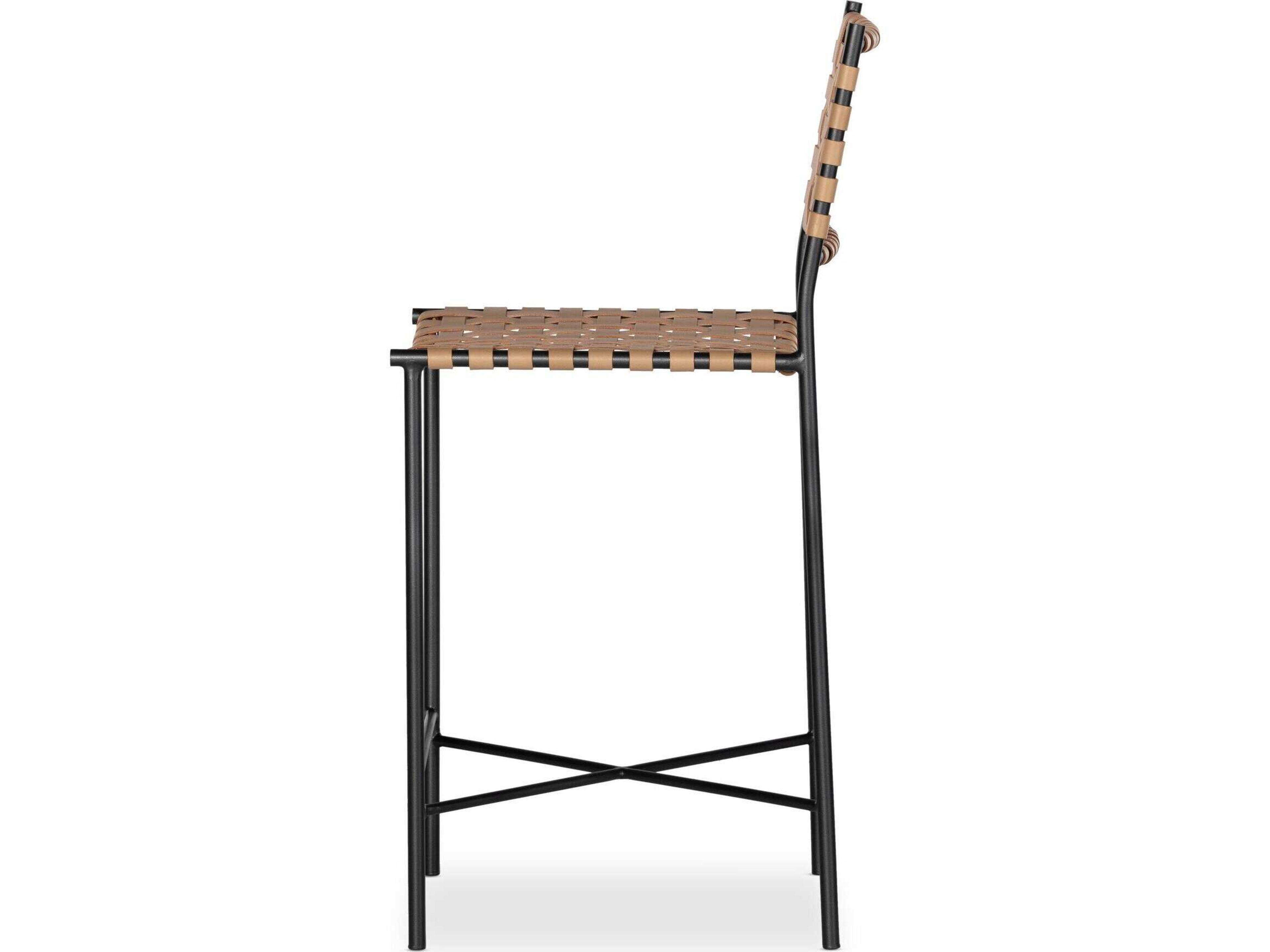 Four Hands Sevilla Garza Leather Natural Gunmetal Counter Stool