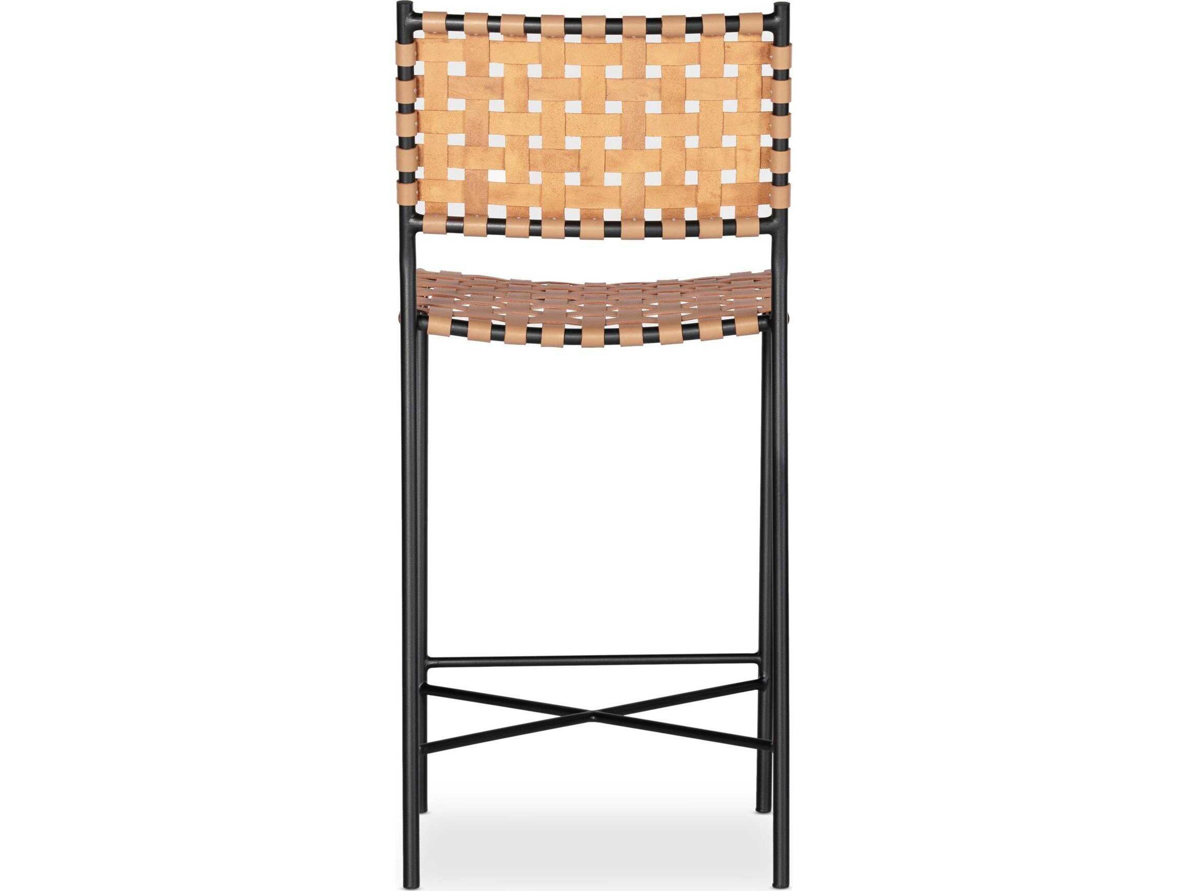 Four Hands Sevilla Garza Leather Natural Gunmetal Counter Stool