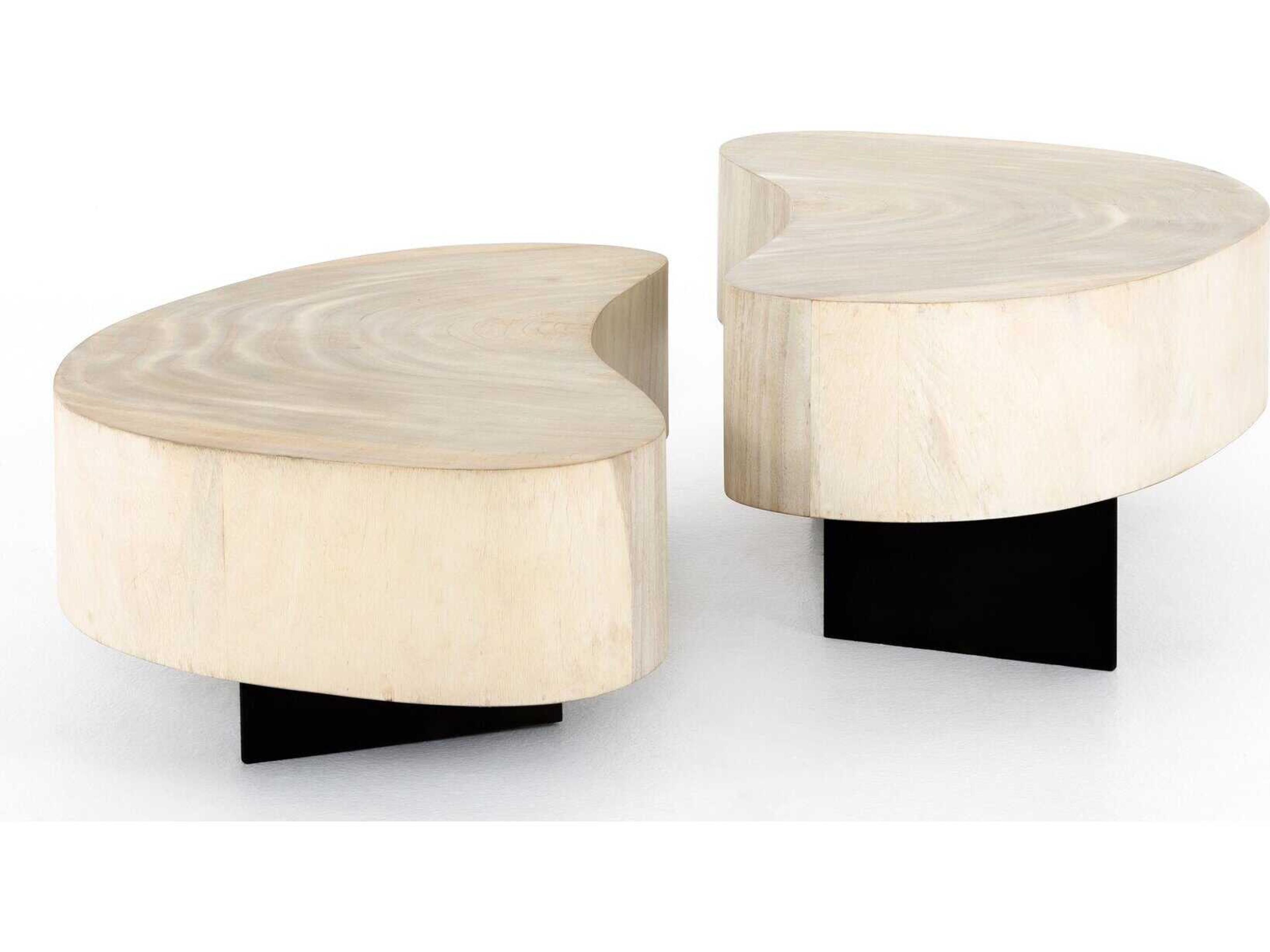 Four Hands Wesson Avett Wood Gunmetal Bleached Guanacaste Oyster Coffee Table