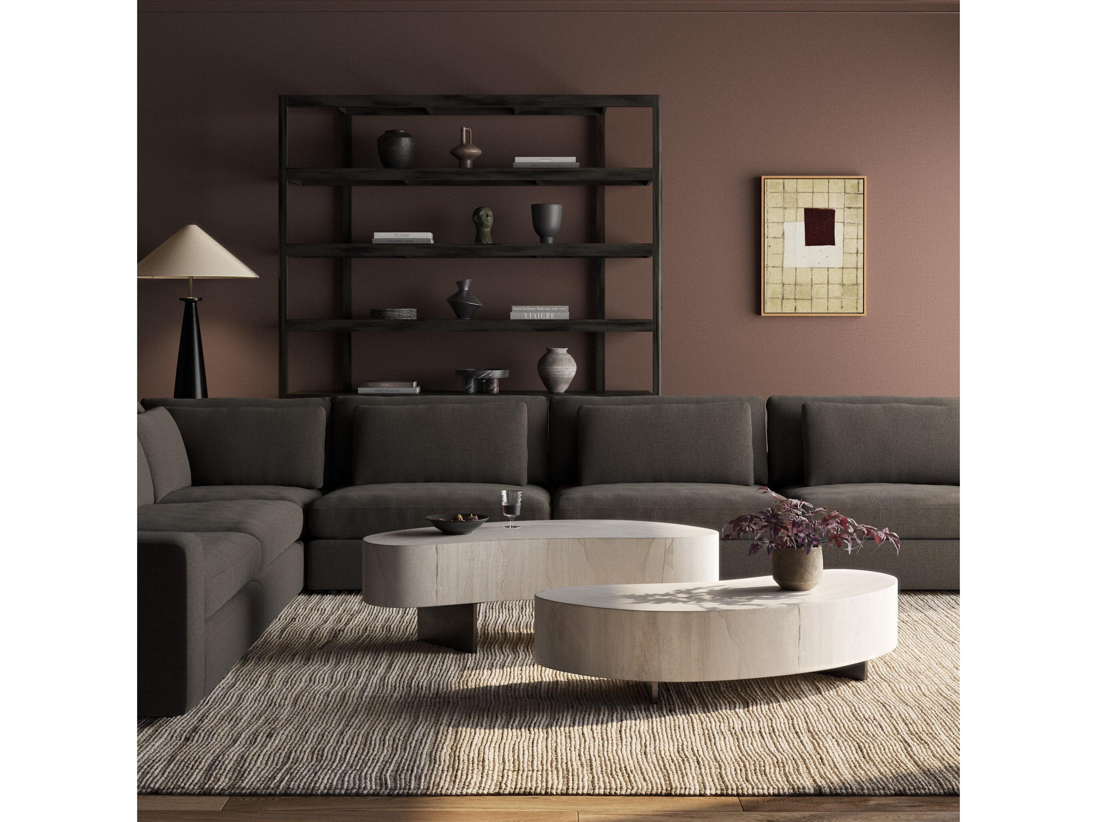 Four Hands Wesson Avett Wood Gunmetal Bleached Guanacaste Oyster Coffee Table