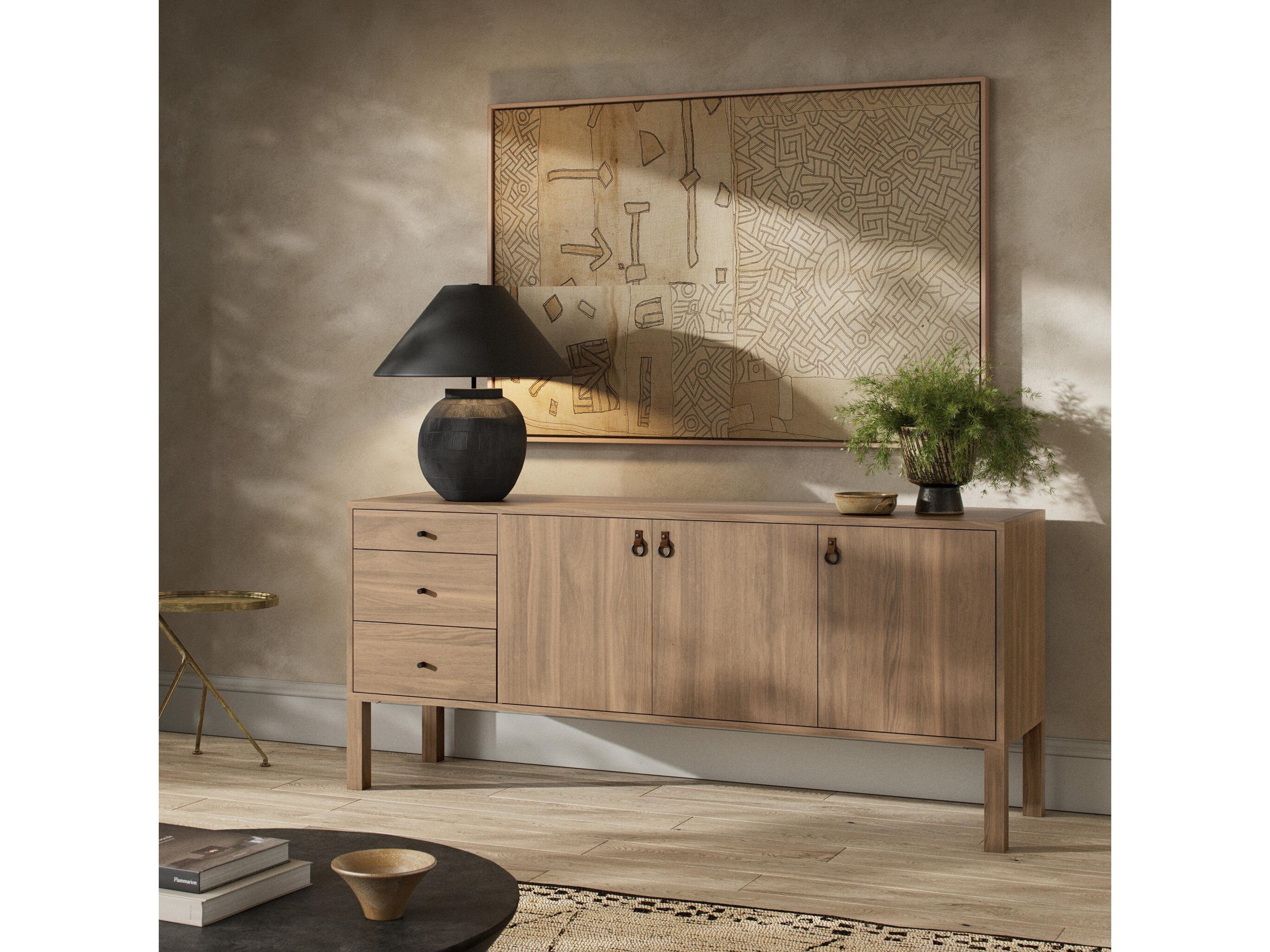 Luxecor Globetrotter Isador 74" Poplar Wood Dry Wash Natural Iron Toffee Sideboard