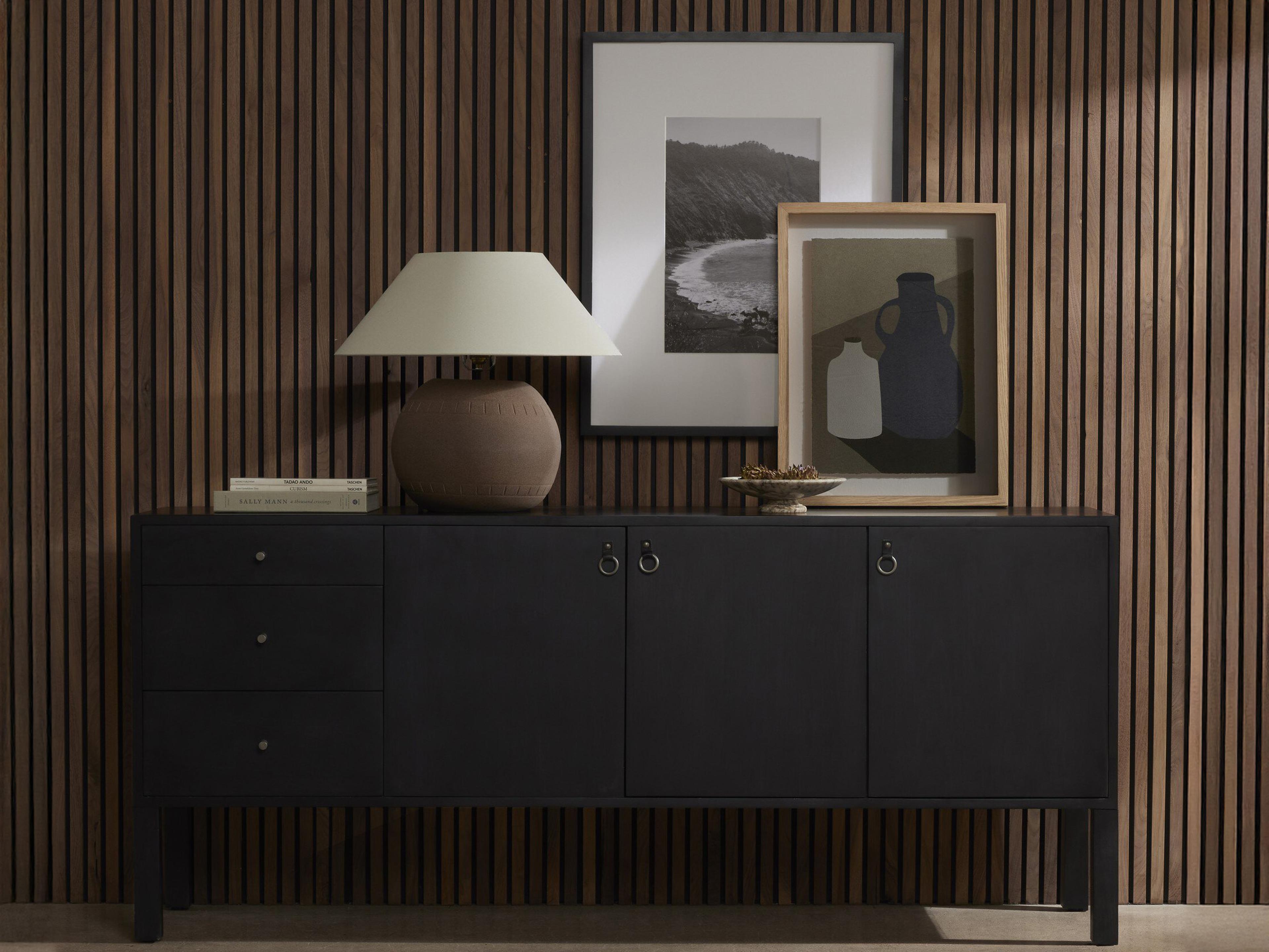 Four Hands Fulton Isador Black Wash Poplar  Wood Sideboard