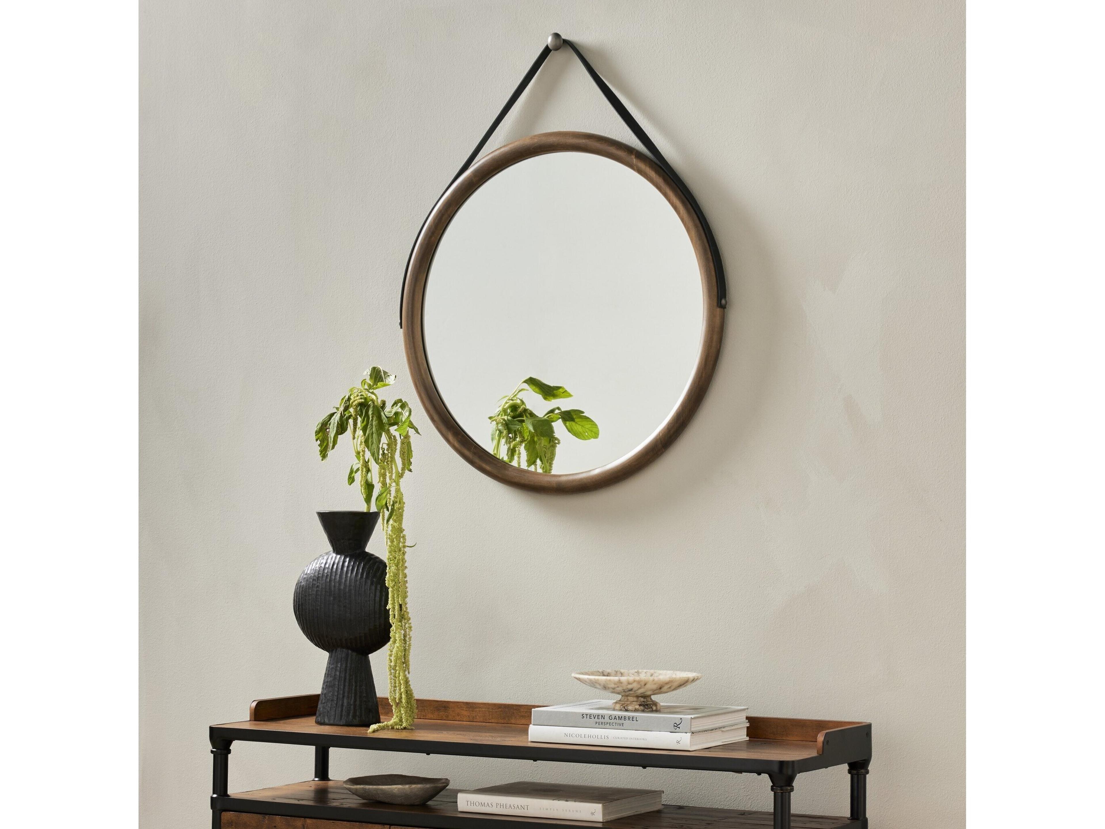 Four Hands Fulton Des Auburn Poplar Round Mirror