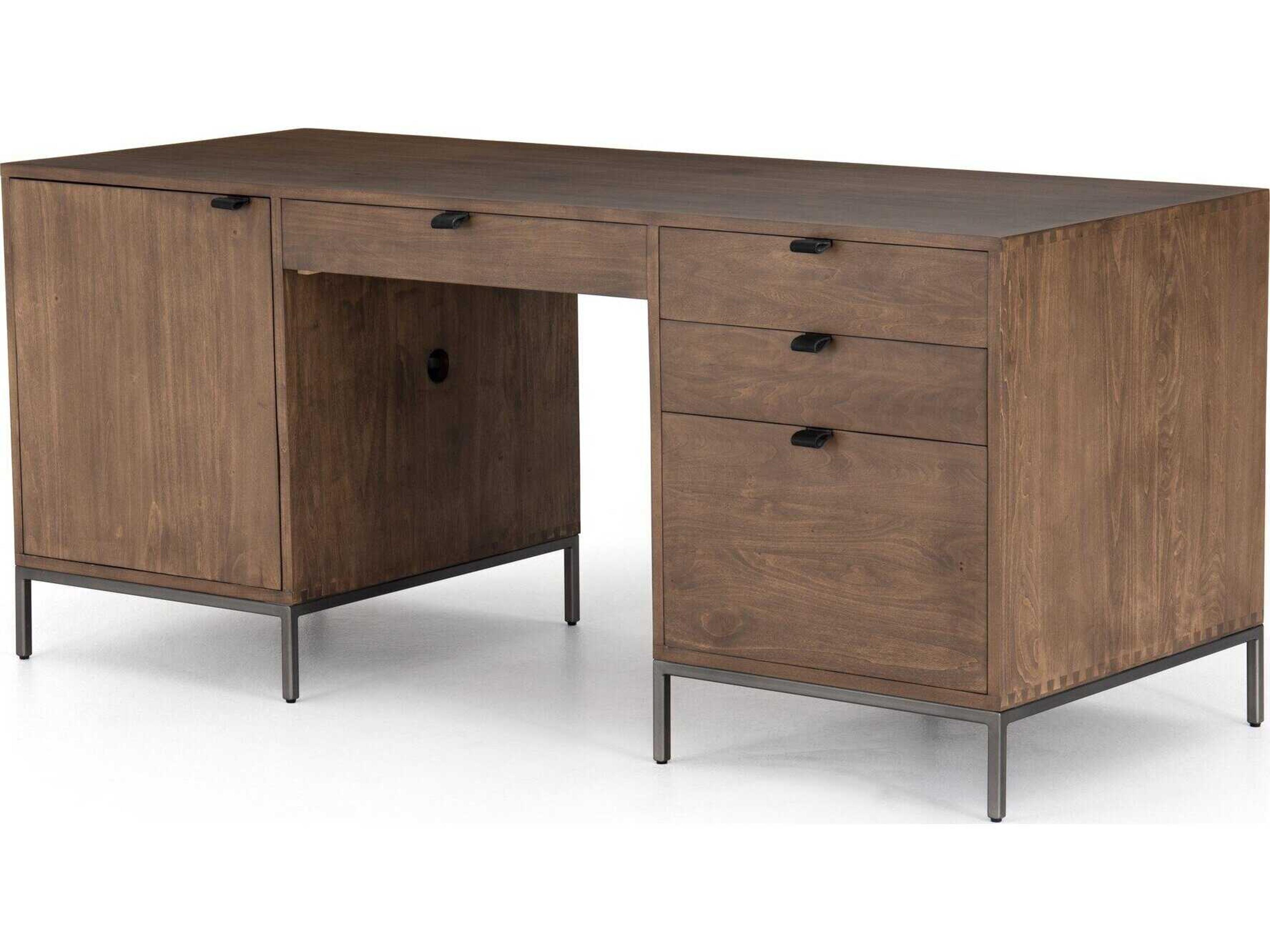 Fulton Trey Brown Poplar Wood Executive Desk
