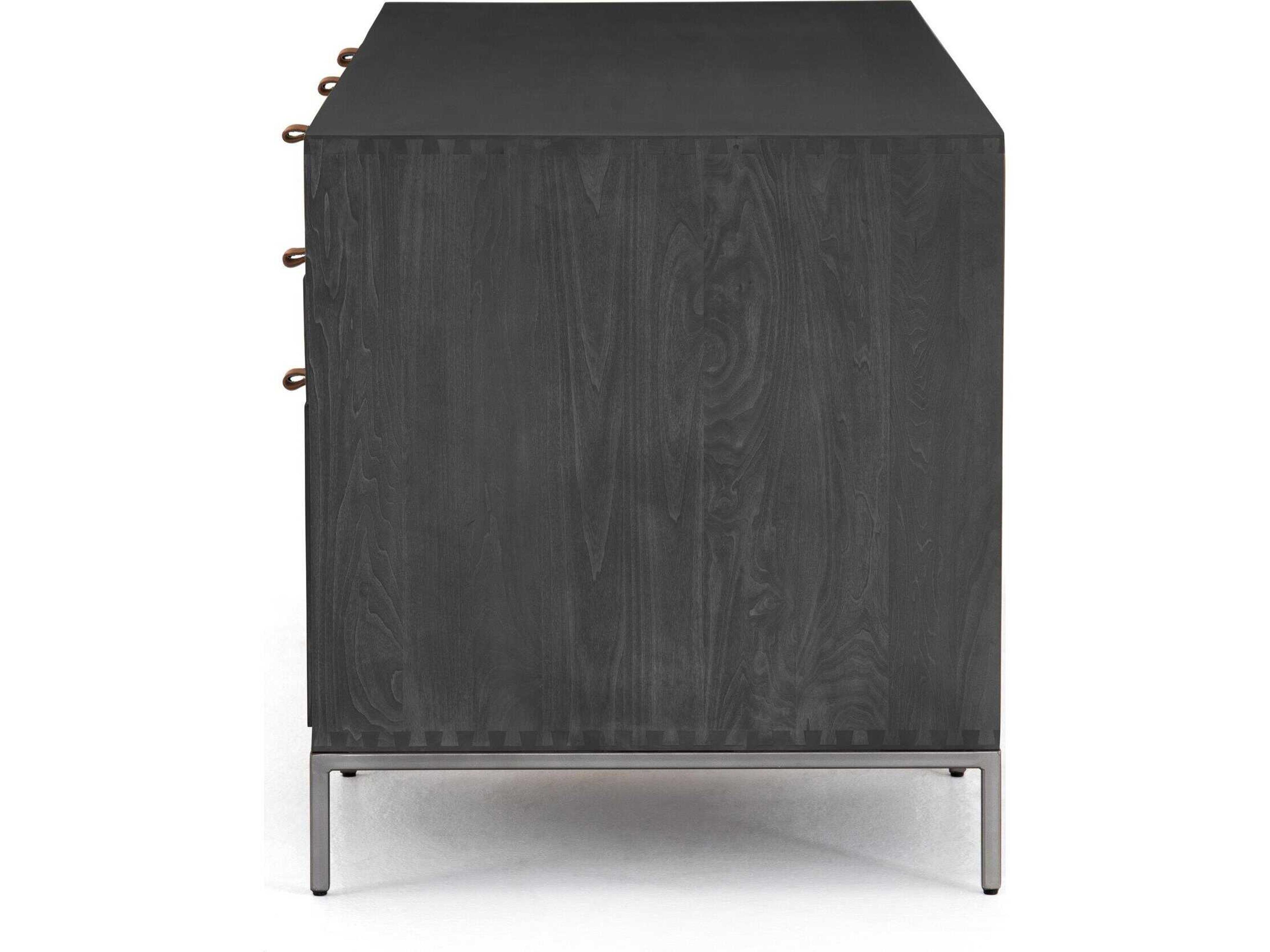 Four Hands Fulton Trey Black Poplar Wood Executive Desk