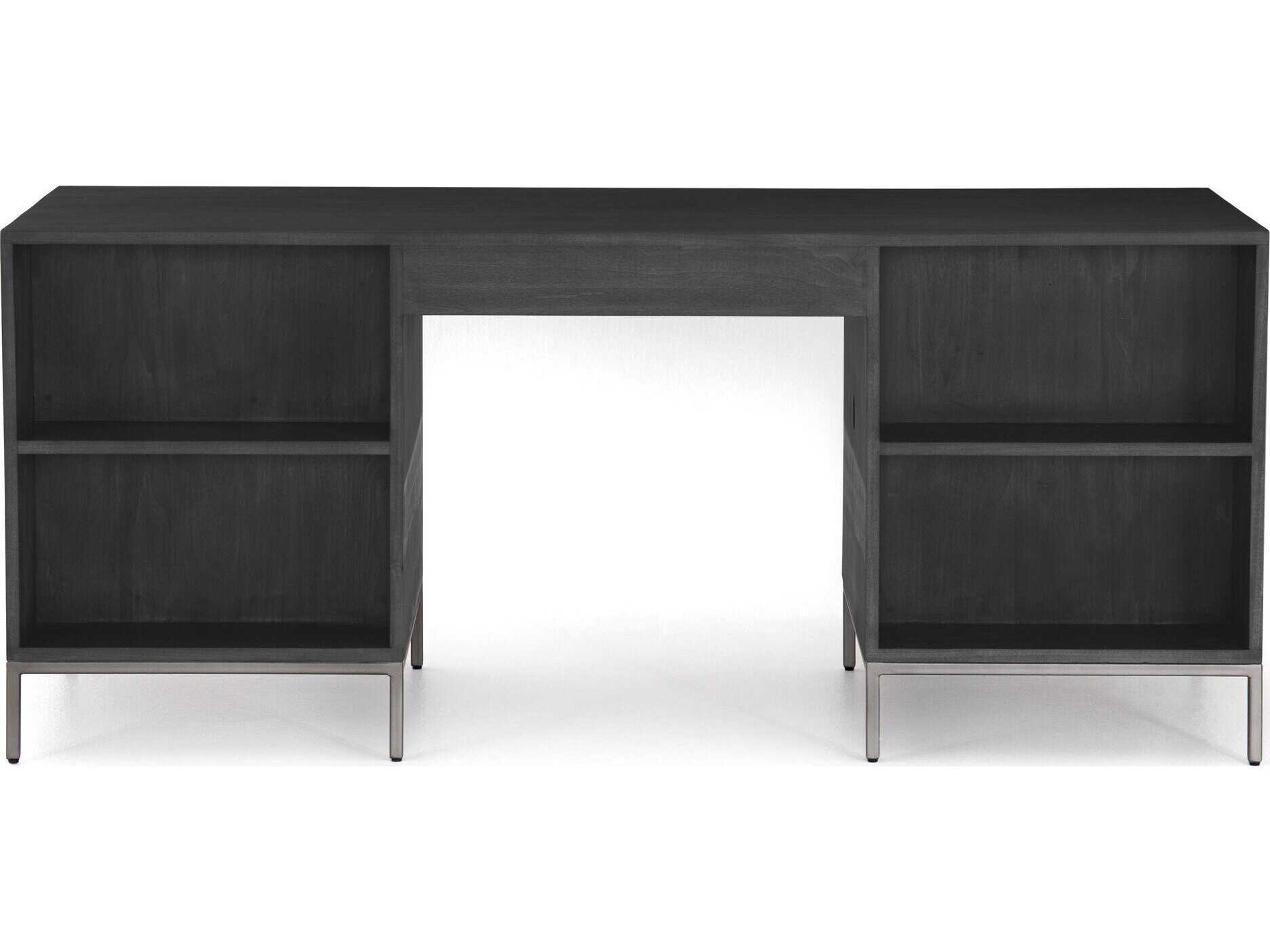 Four Hands Fulton Trey Black Poplar Wood Executive Desk