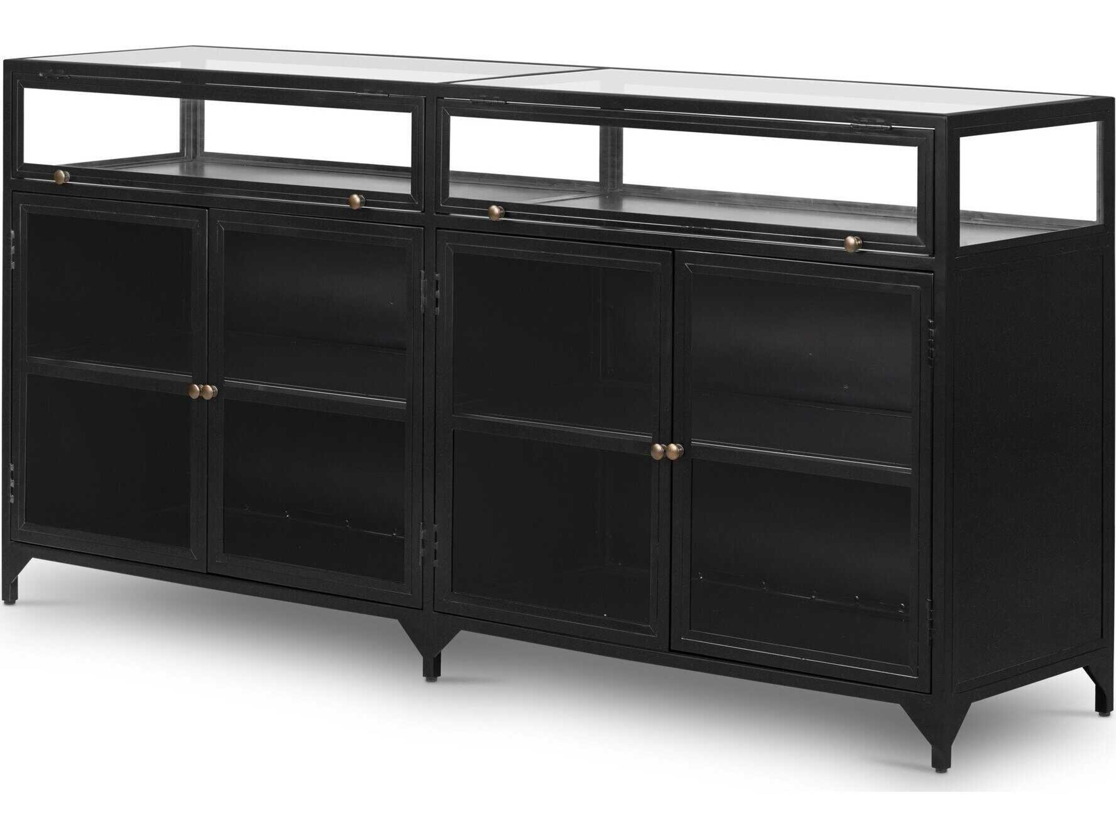 Belmont Shadow Box Sideboard Black Metal and Glass