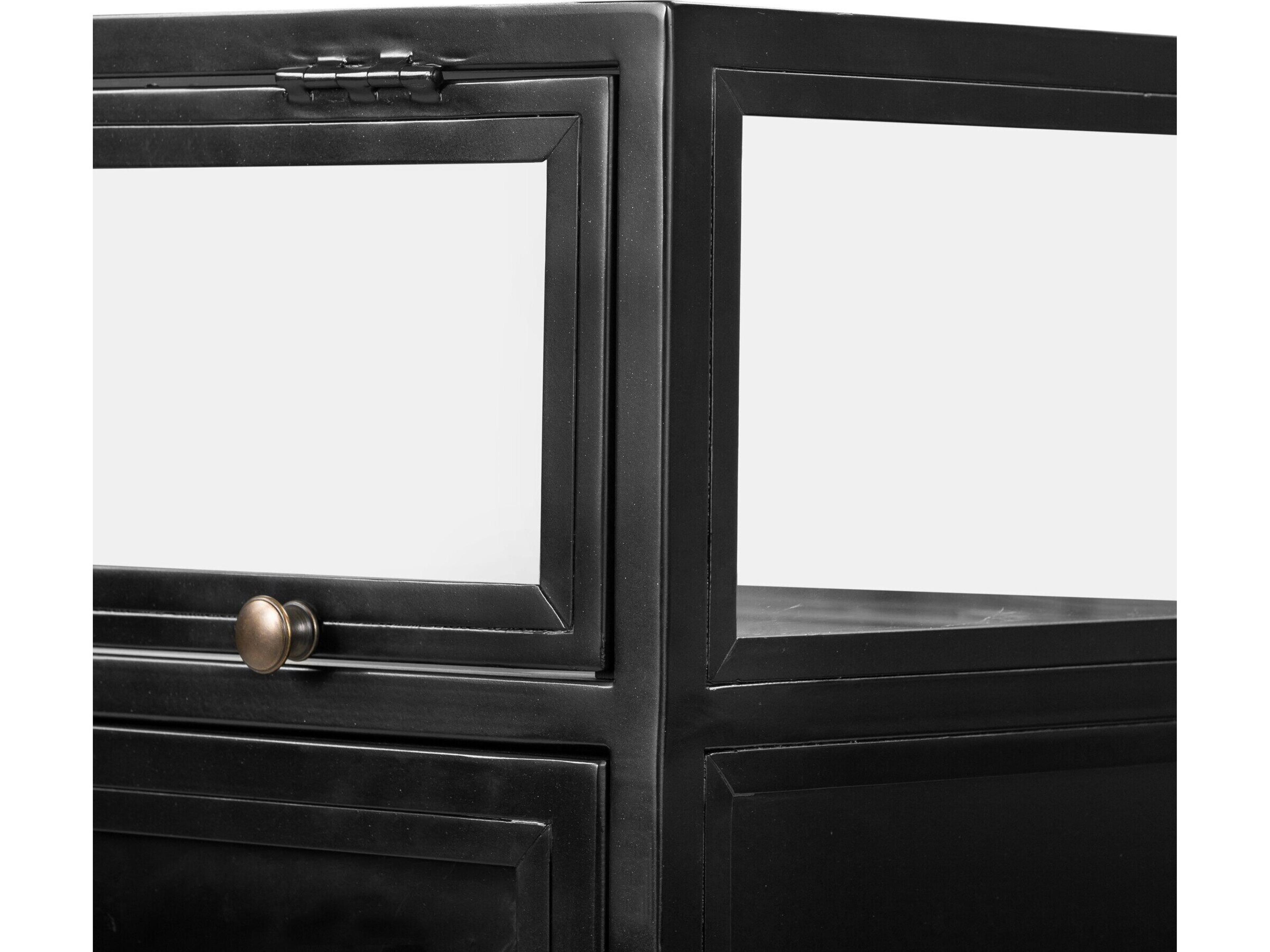 Luxecor Globetrotter Shadow Box 70" Black Weathered Bronze Clear Glass Tempered Sideboard