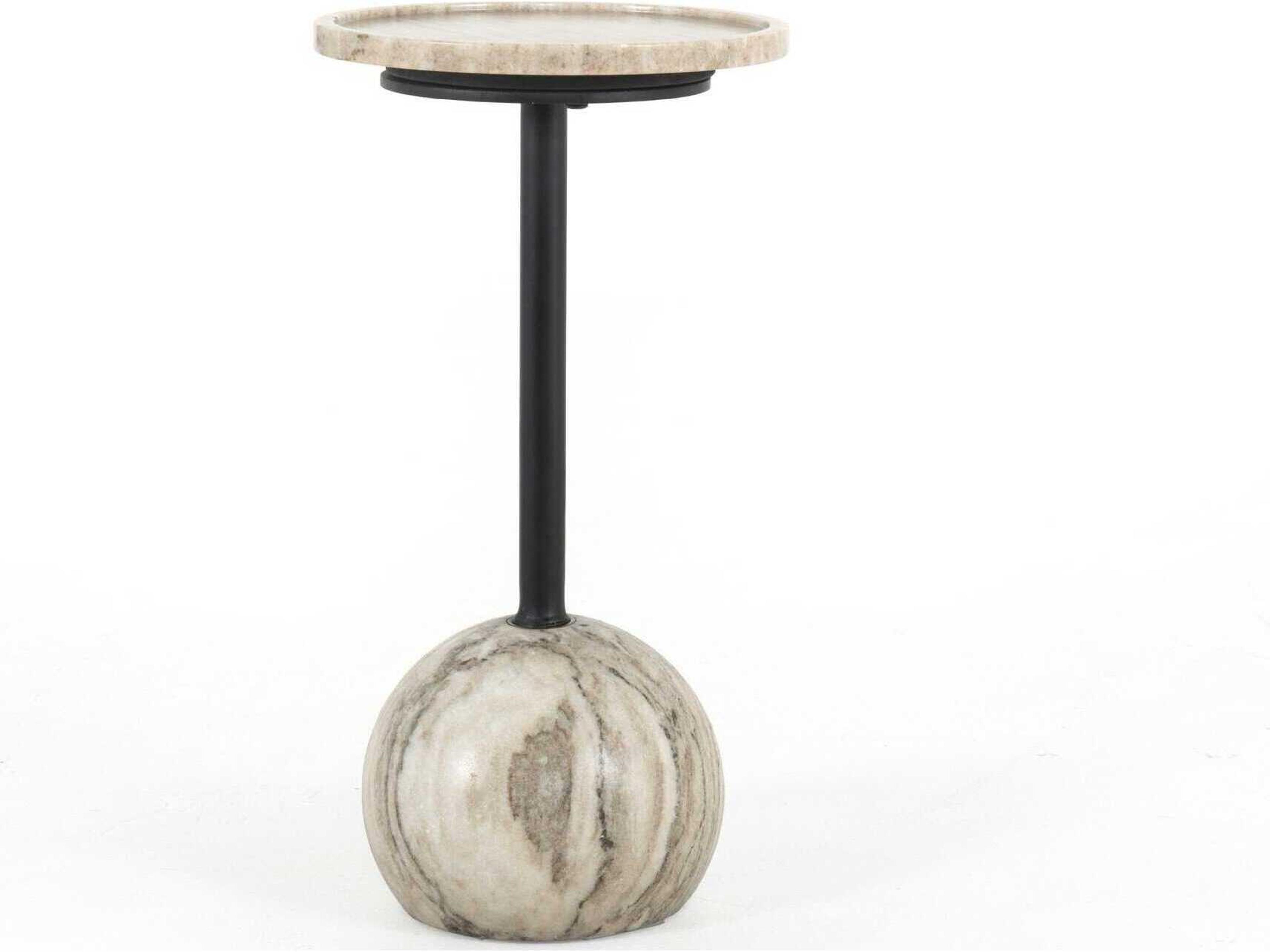 Viola Accent Table Marble and Iron Side Table