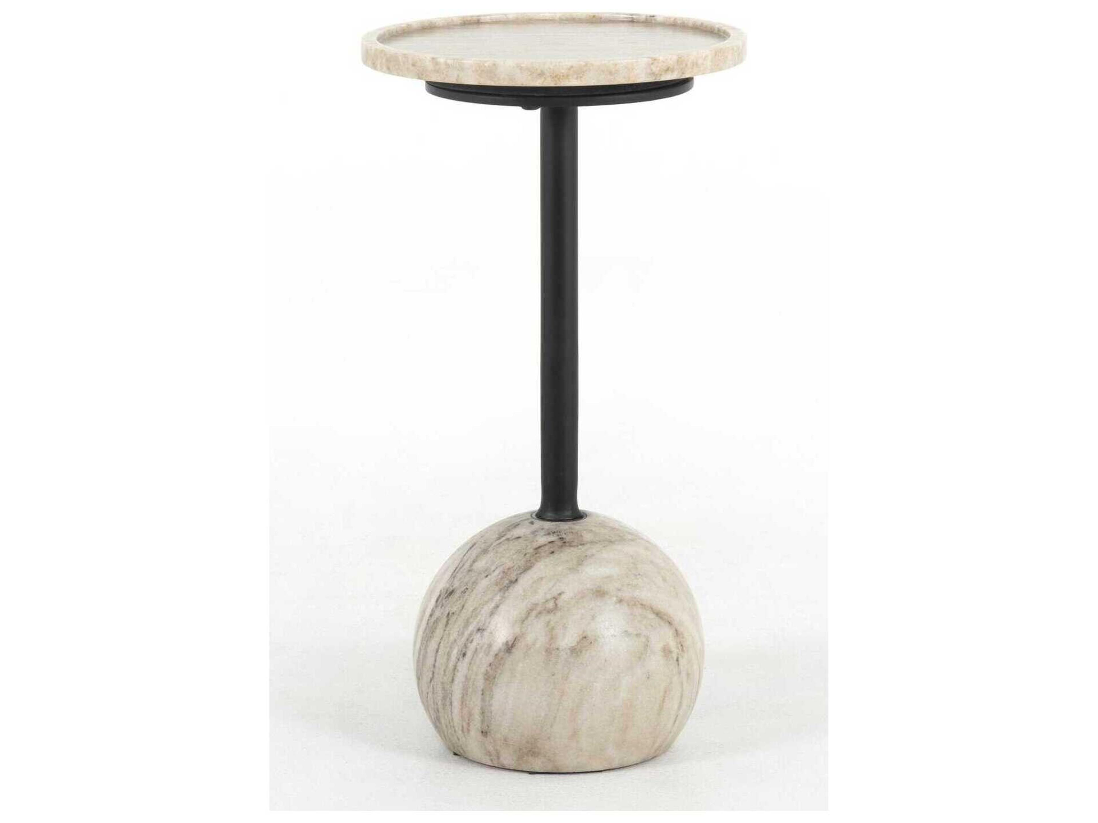 Four Hands Rockwell Viola Antique White Marble Accent Table