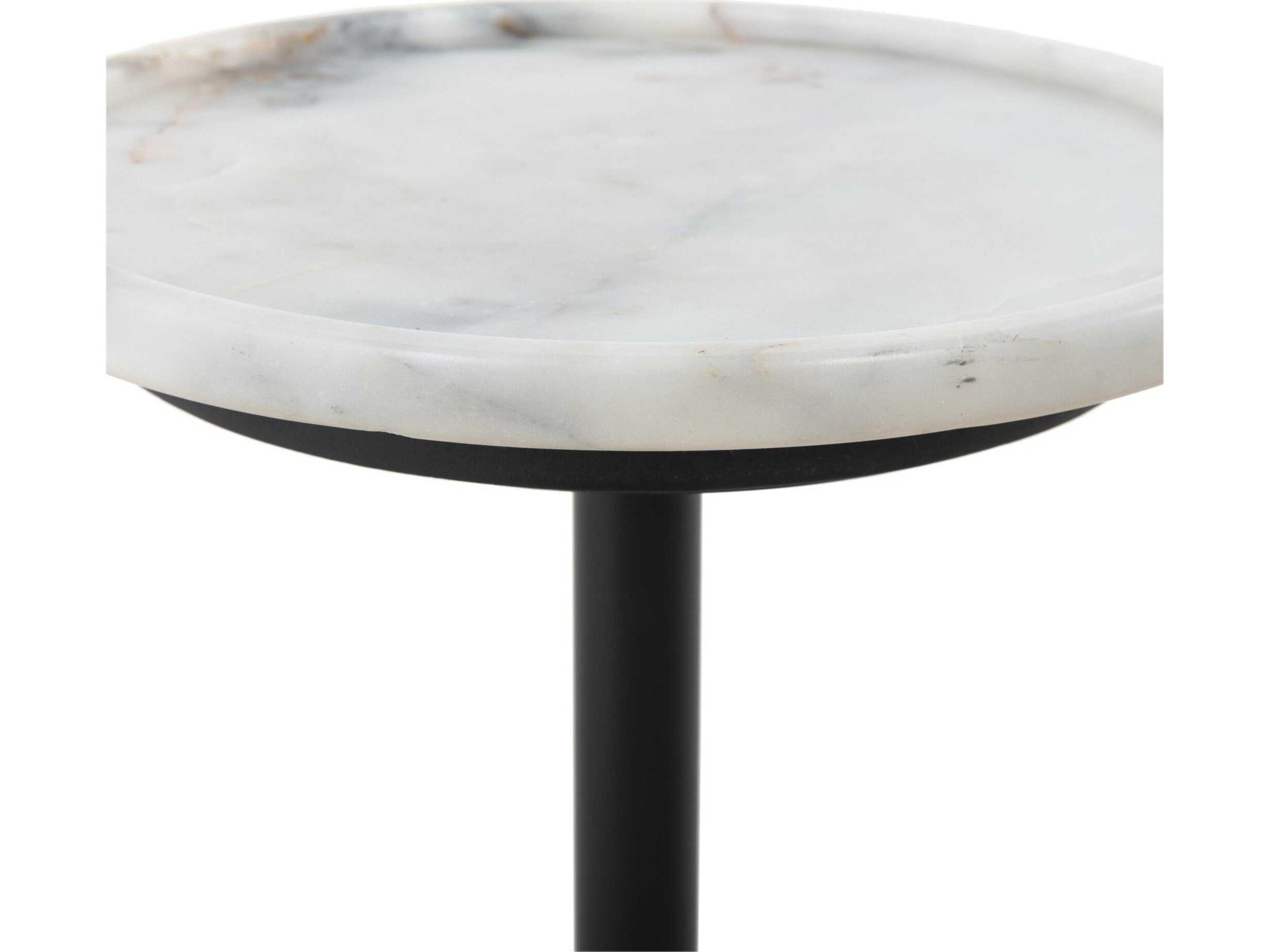 Four Hands Rockwell Viola Polished White Marble Accent Table