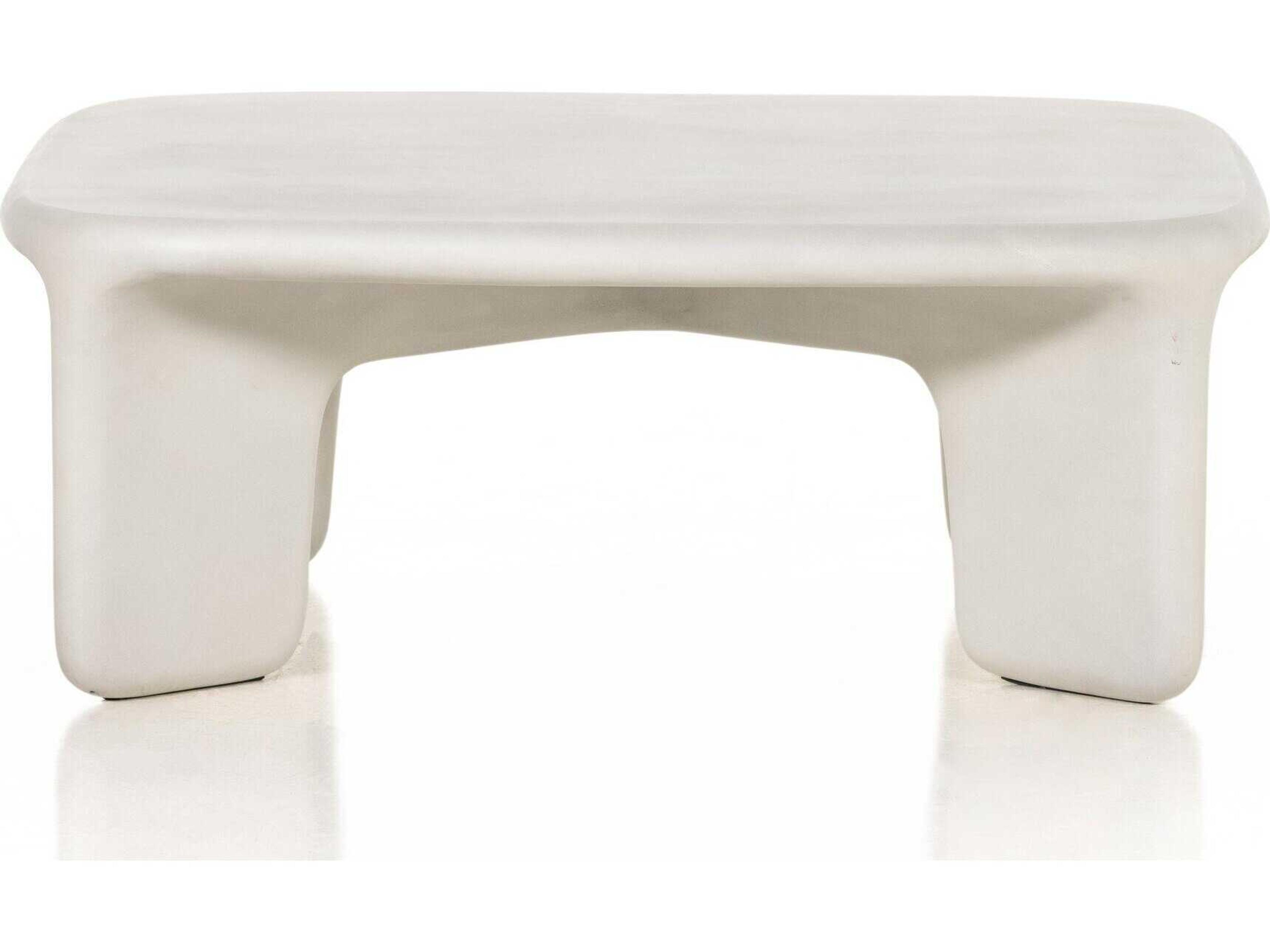 Four Hands Thayer Dante Square White Concrete Coffee Table