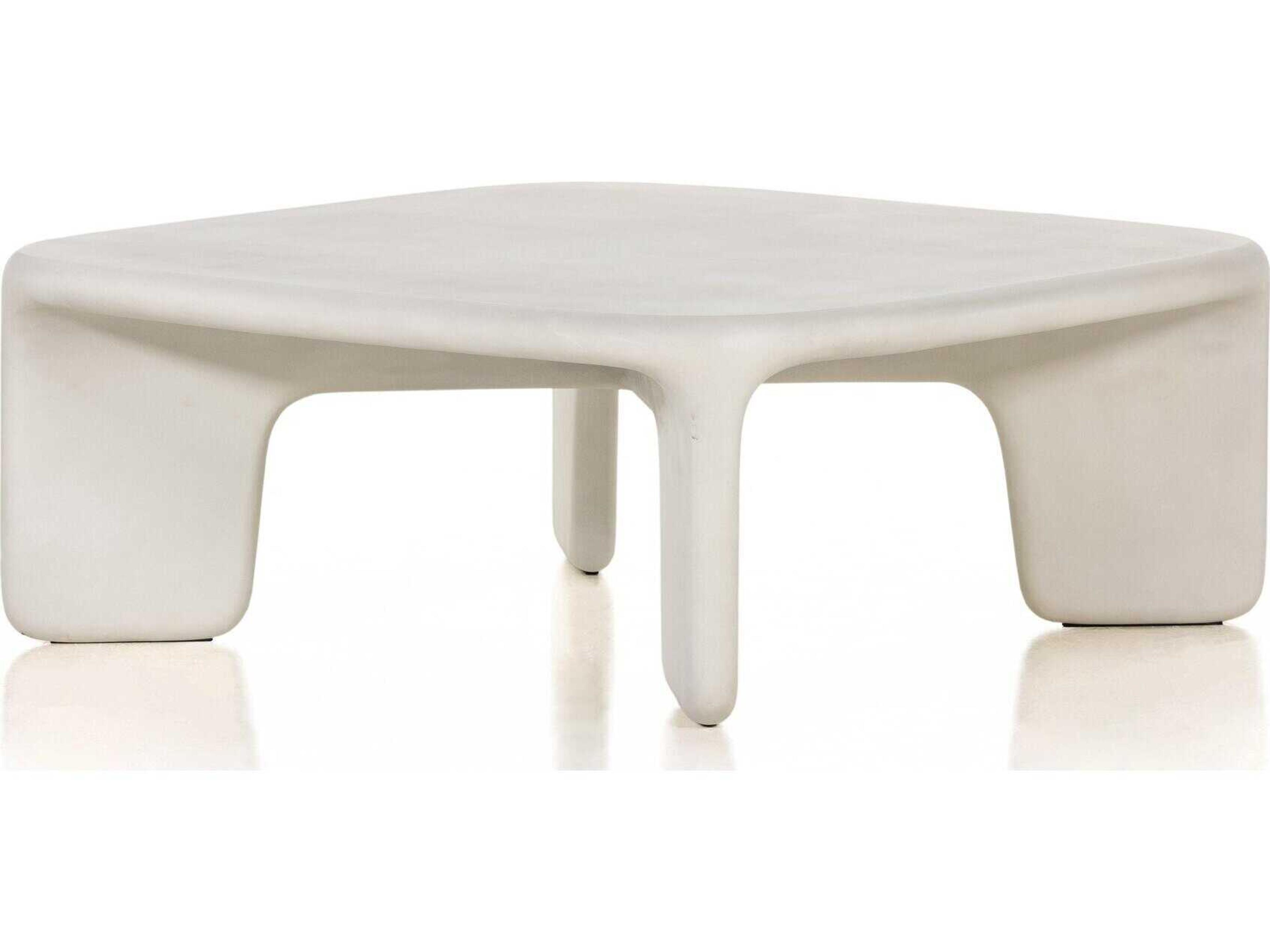 Four Hands Thayer Dante Square White Concrete Coffee Table