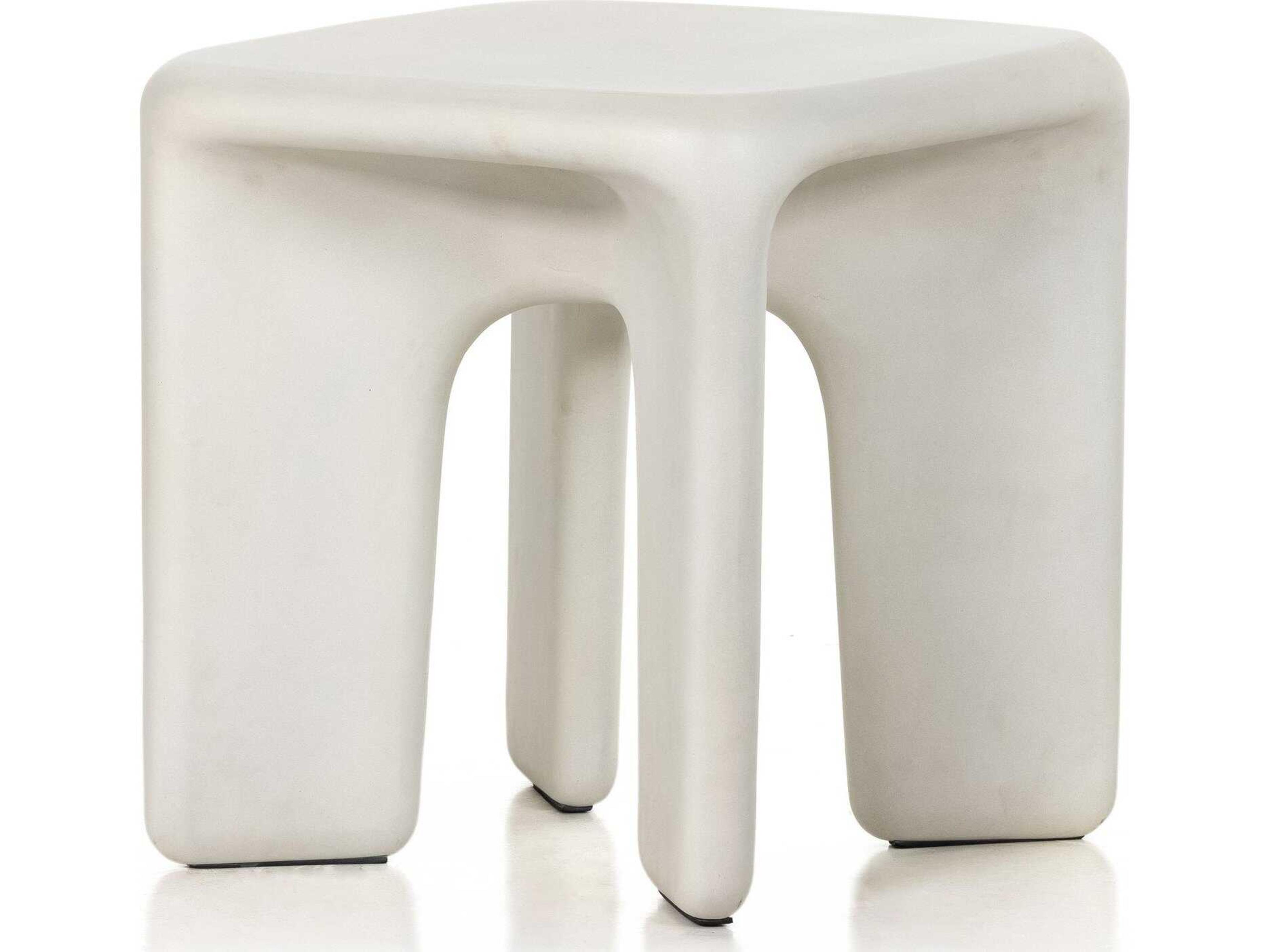 Thayer Dante Square White Concrete End Table