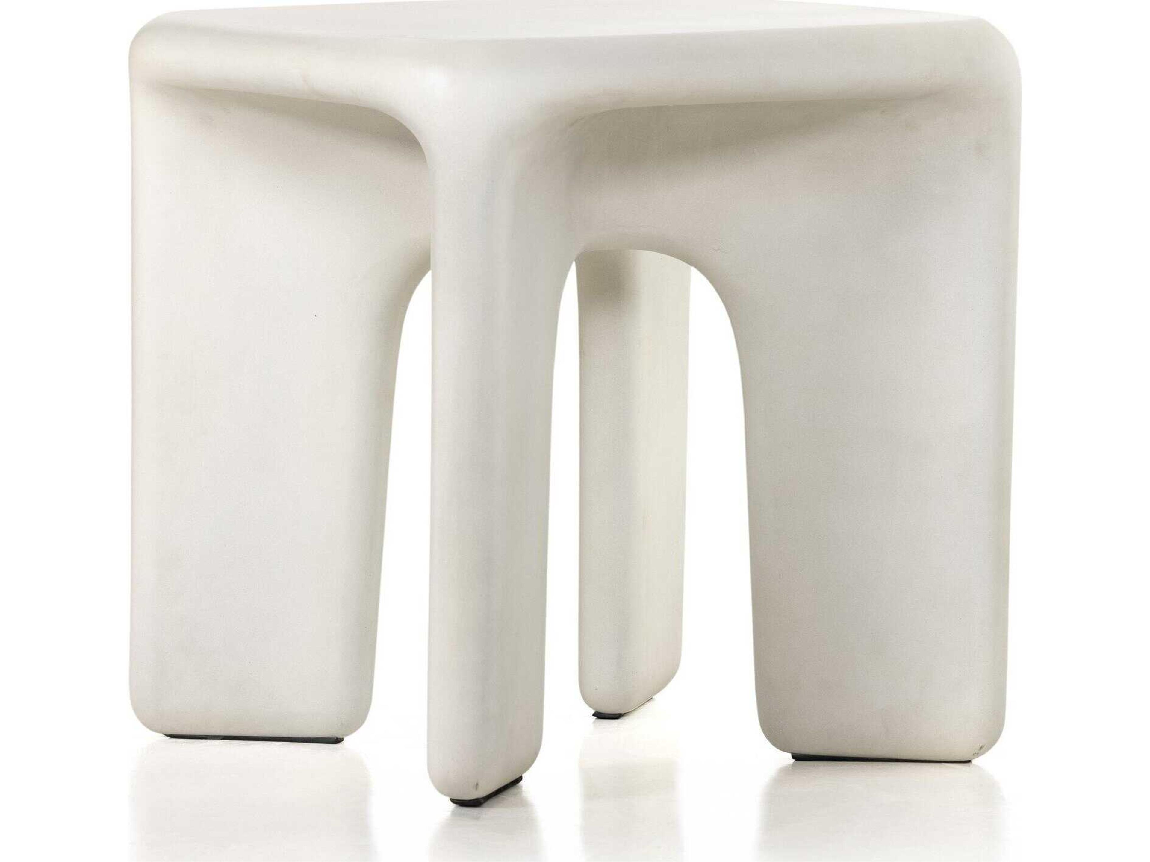 Four Hands Thayer Dante Square White Concrete End Table