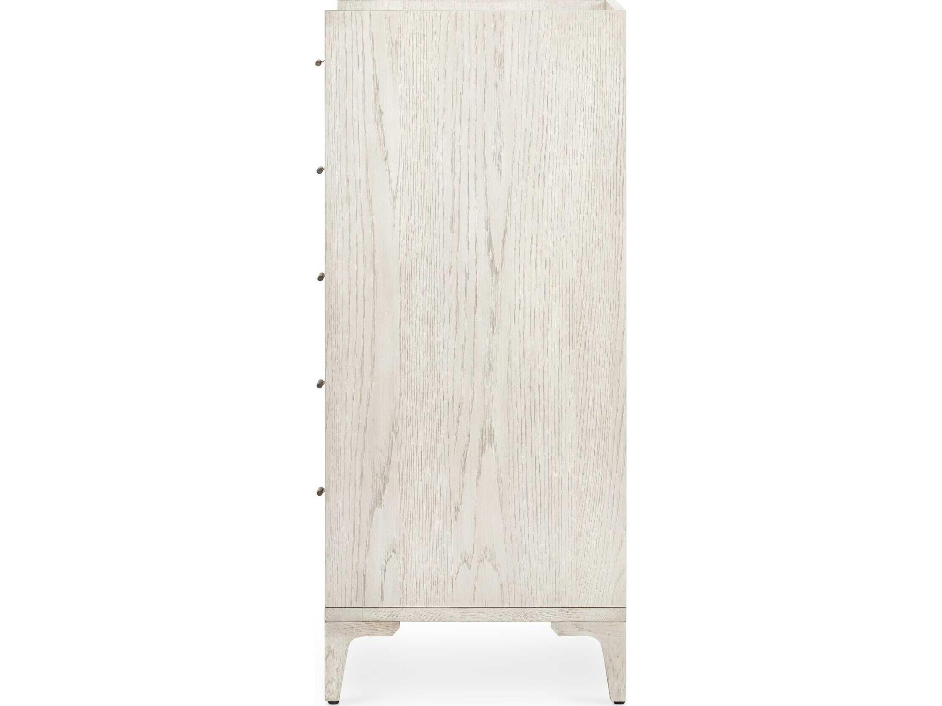 Four Hands Haiden 5-Drawers Vintage White Oak Italian Marble Wood Accent Chest