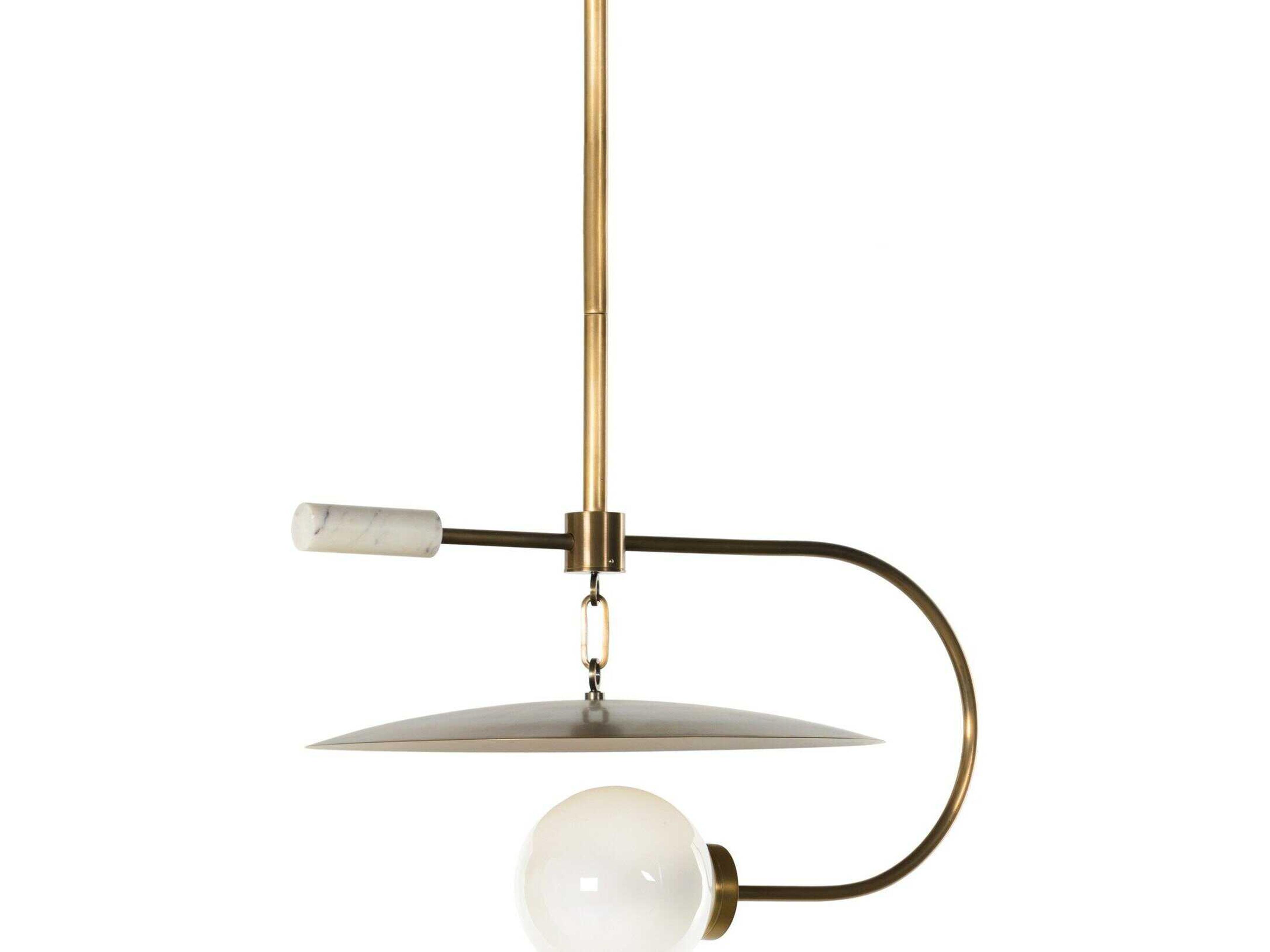 Four Hands Camden 1-Light Brass Glass LED Bowl Linear Pendant