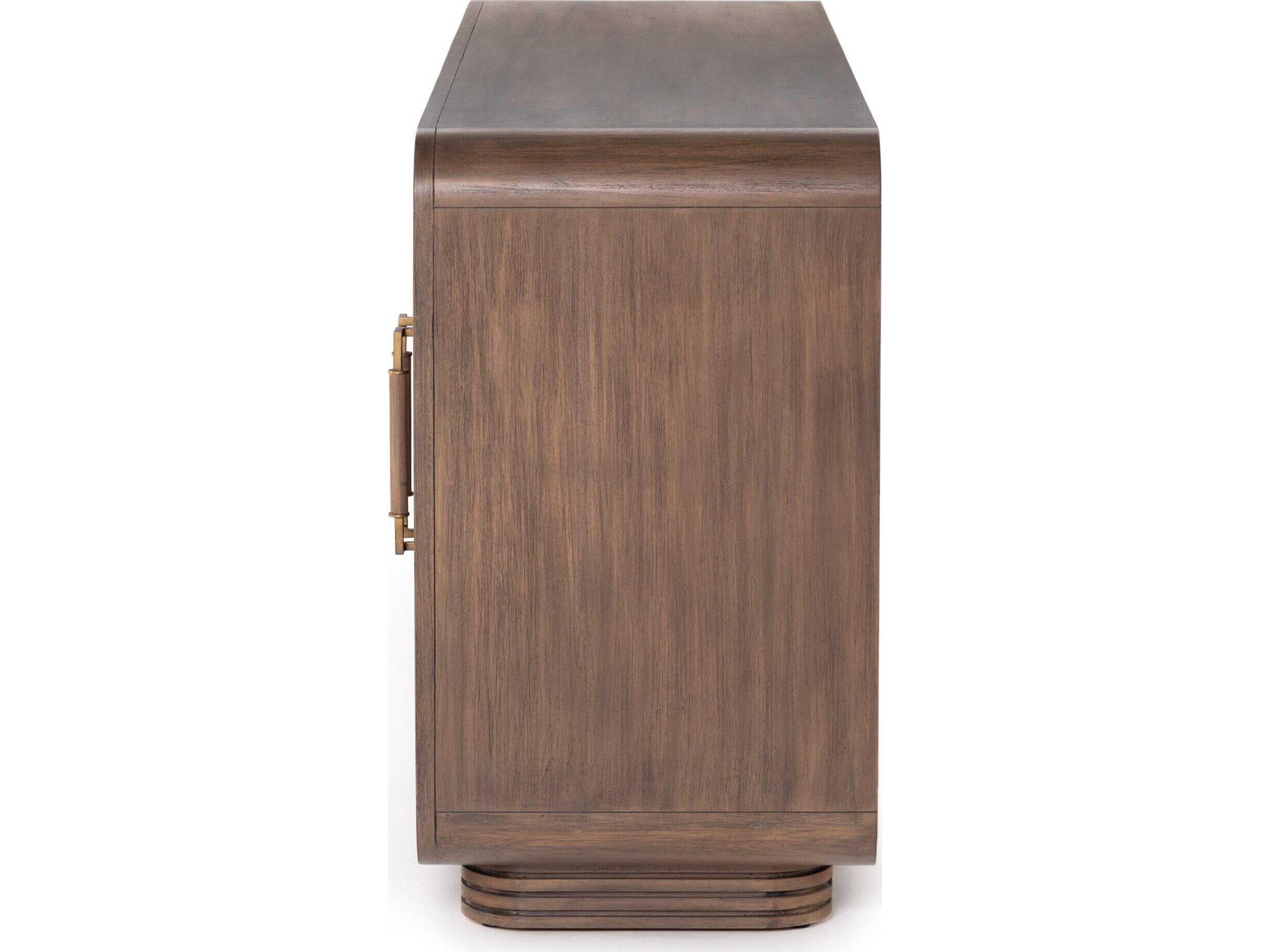 Four Hands Tracey Boyd Stark 65" Mahogany Wood Warm Espresso Veneer Light Antique Brass Sideboard