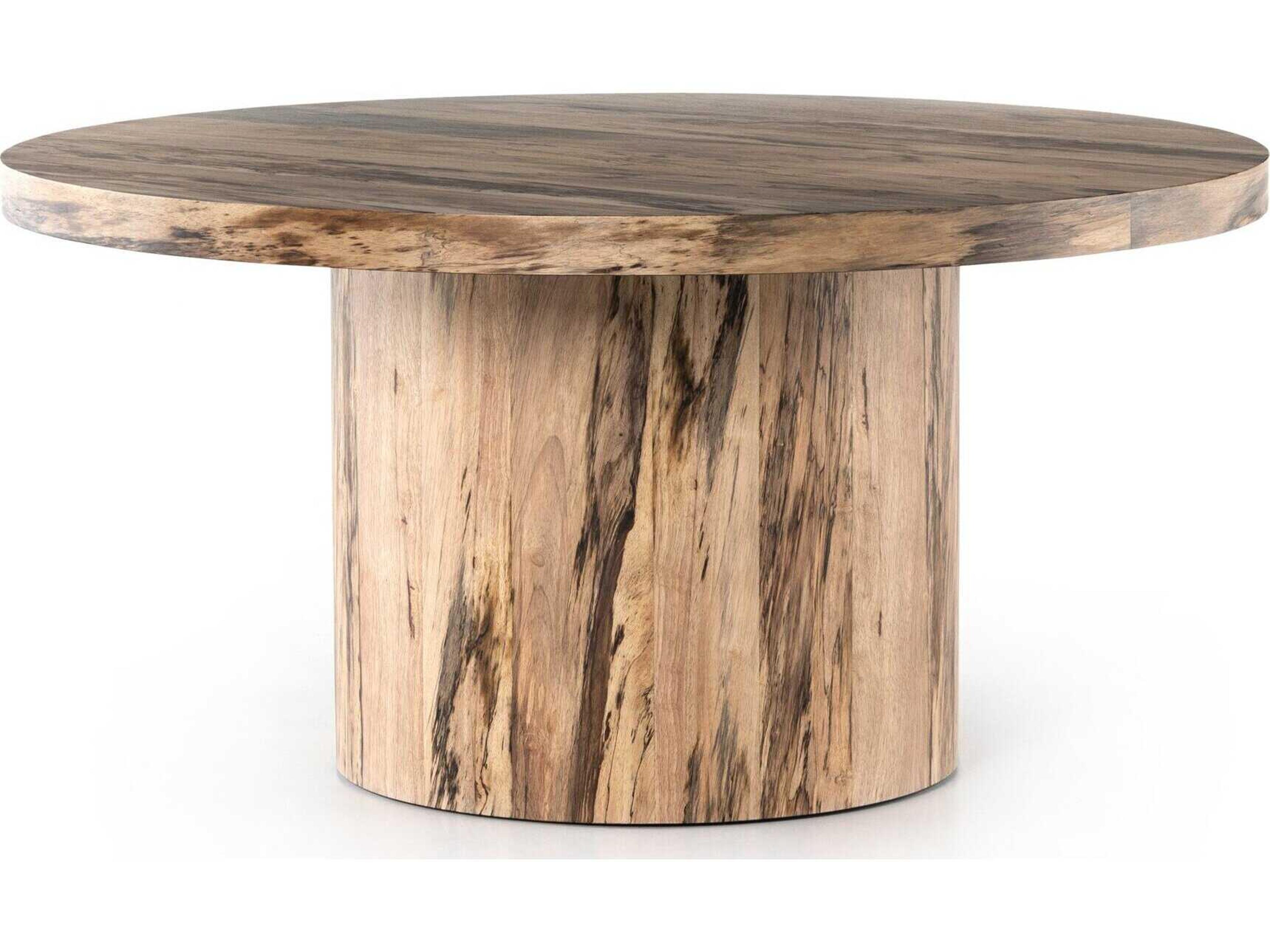 Four Hands Wesson Hudson Round Wood Spalted Primavera Dining Table