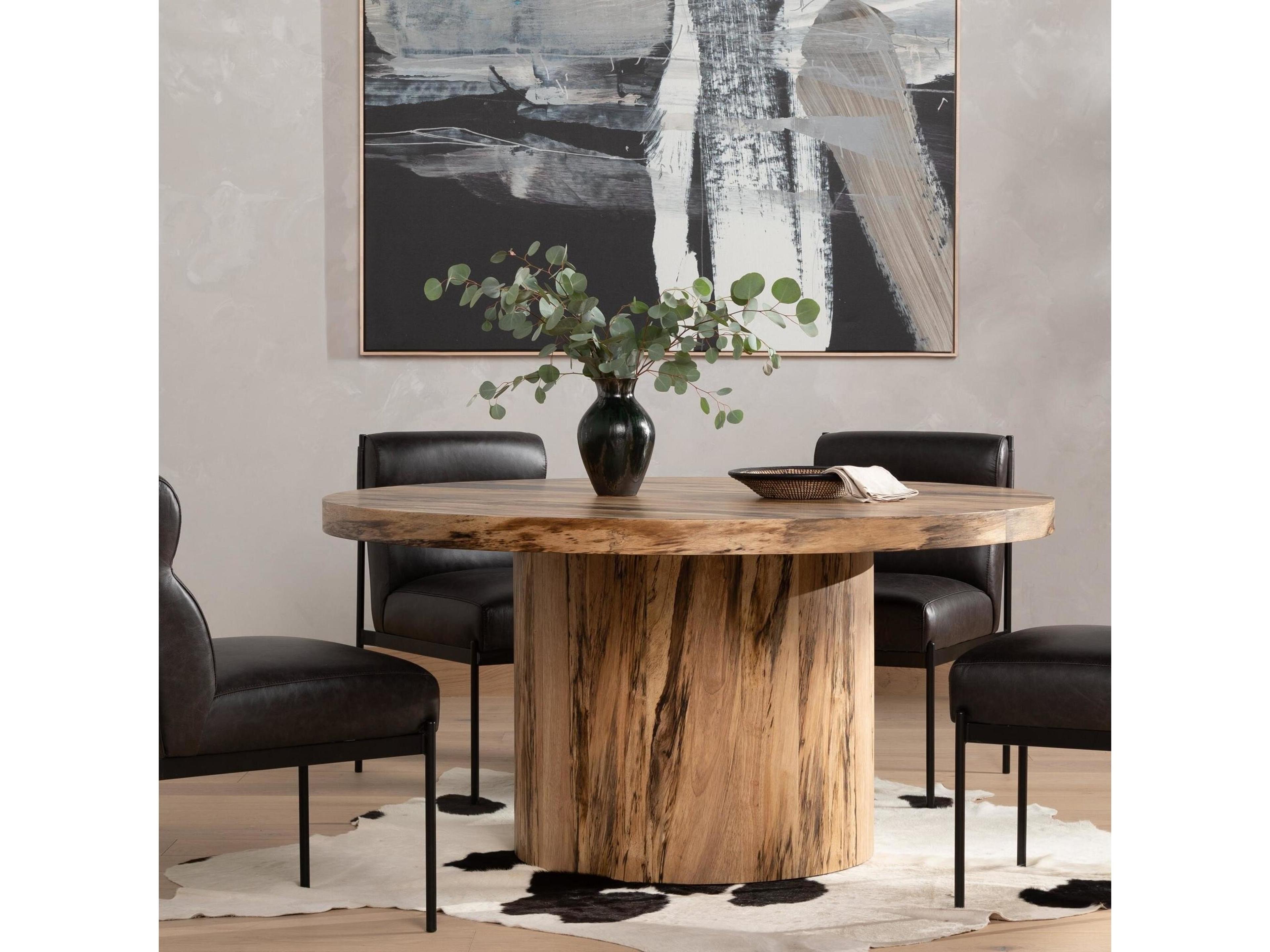 Four Hands Wesson Hudson Round Wood Spalted Primavera Dining Table