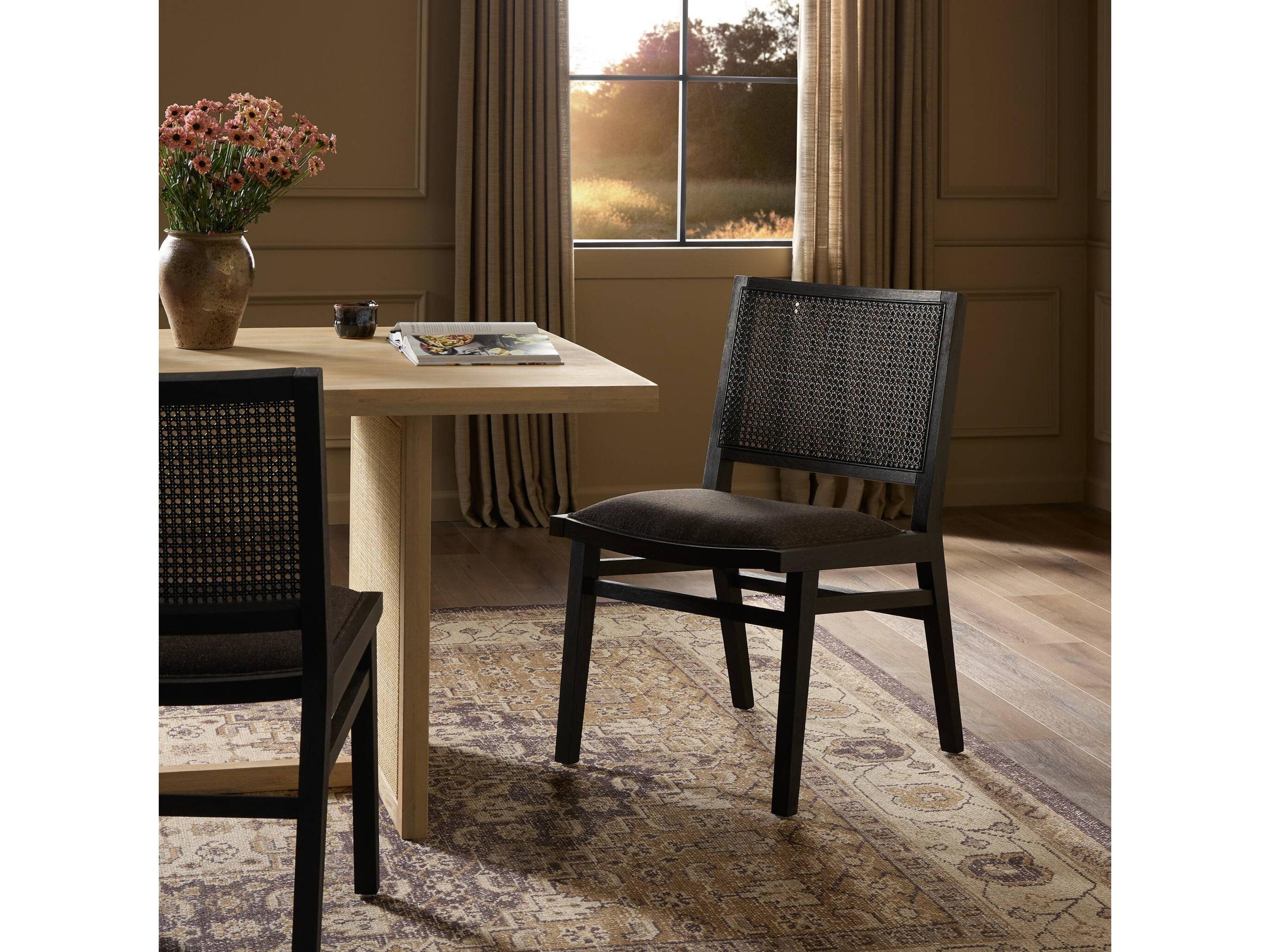 Four Hands Caswell Sage Antwerp Noir Upholstered Beech Wood Dining Chair