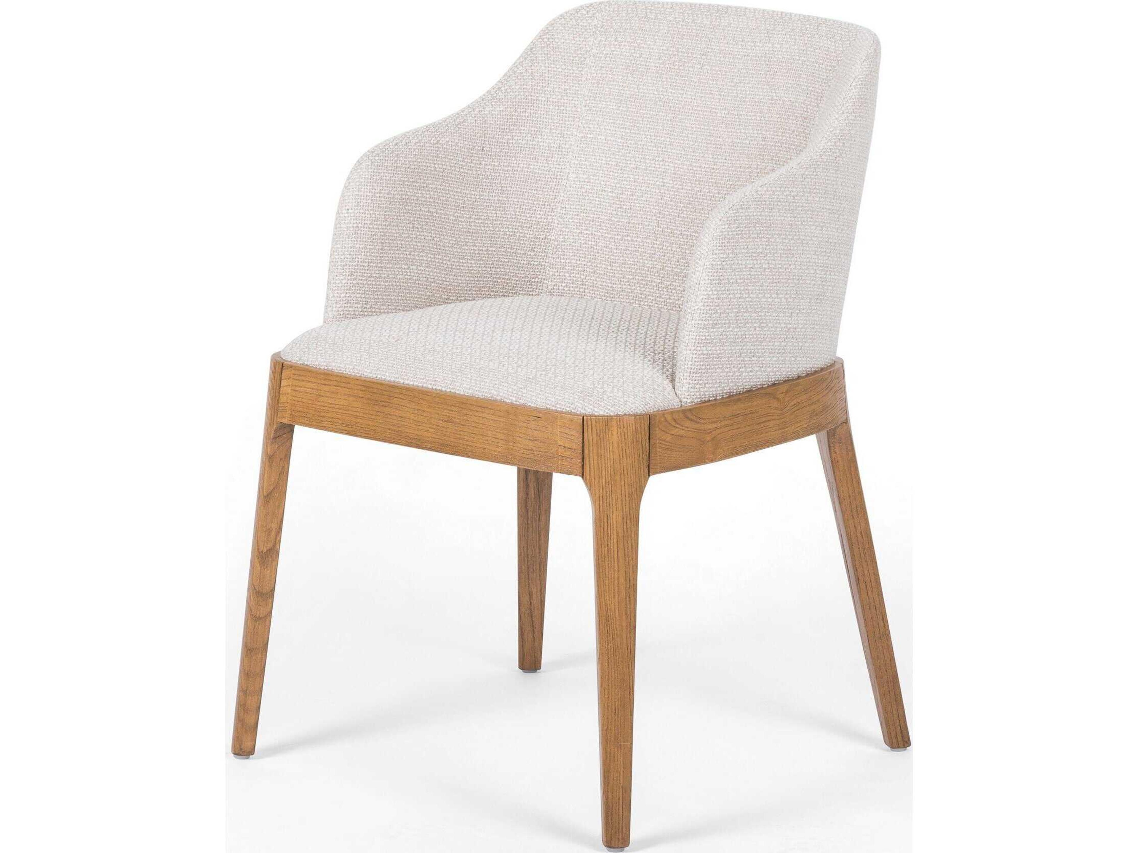 Townsend Bryce Solid Wood Beige Upholstered Arm Dining Chair