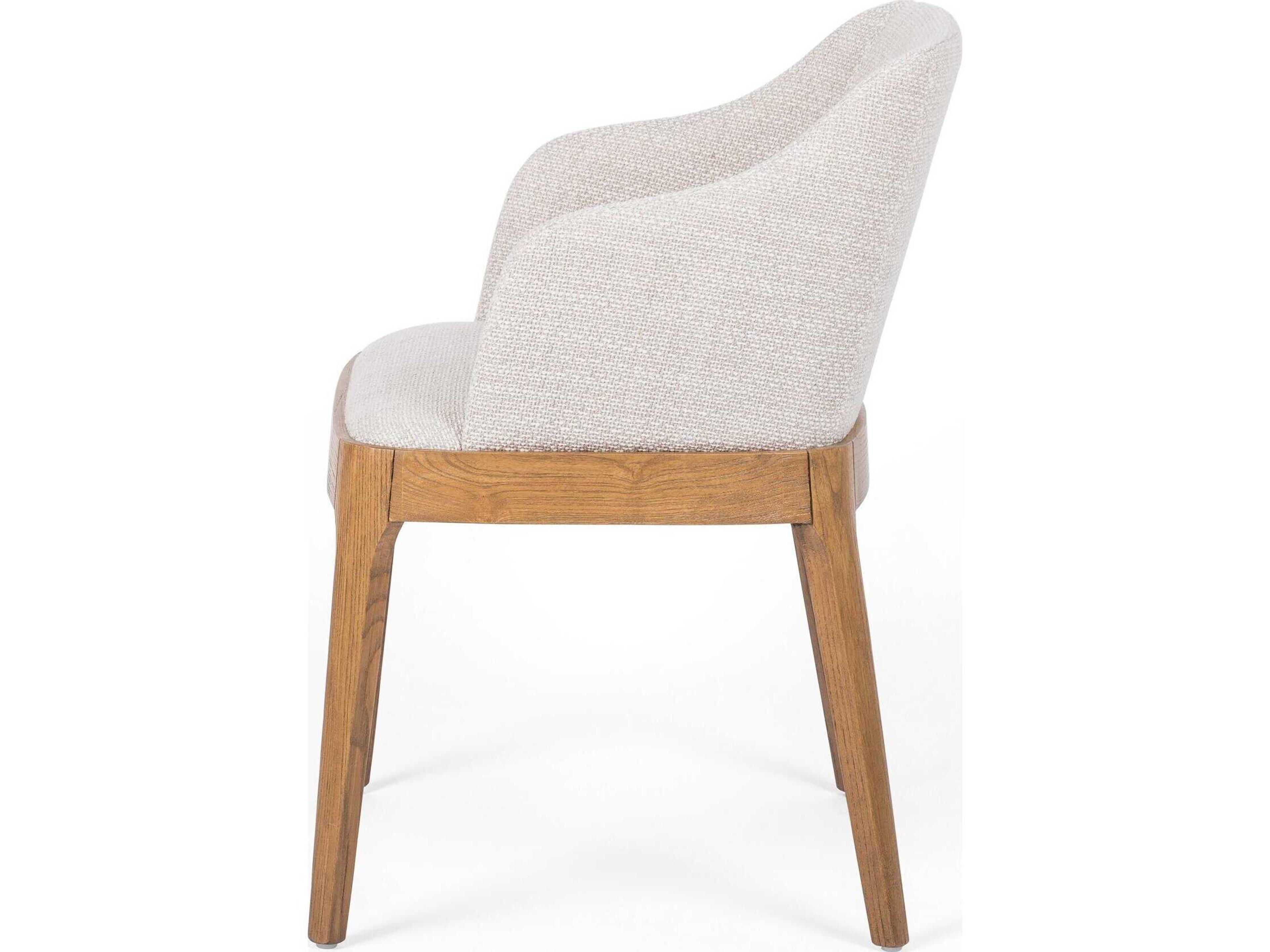 Four Hands Townsend Bryce Solid Wood Beige Upholstered Arm Dining Chair