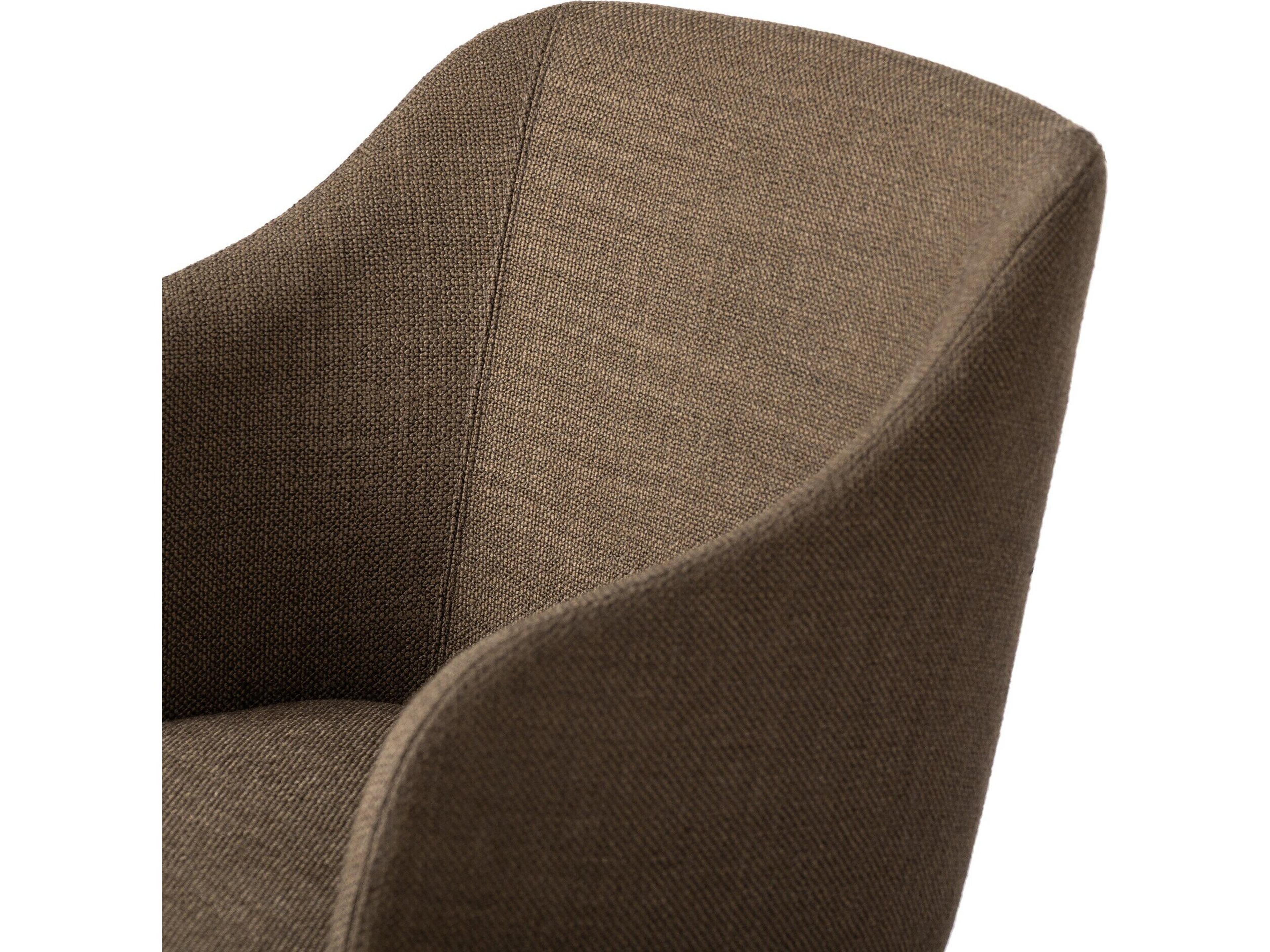 Four Hands Townsend Bryce Solid Wood Brown Upholstered Arm Dining Chair