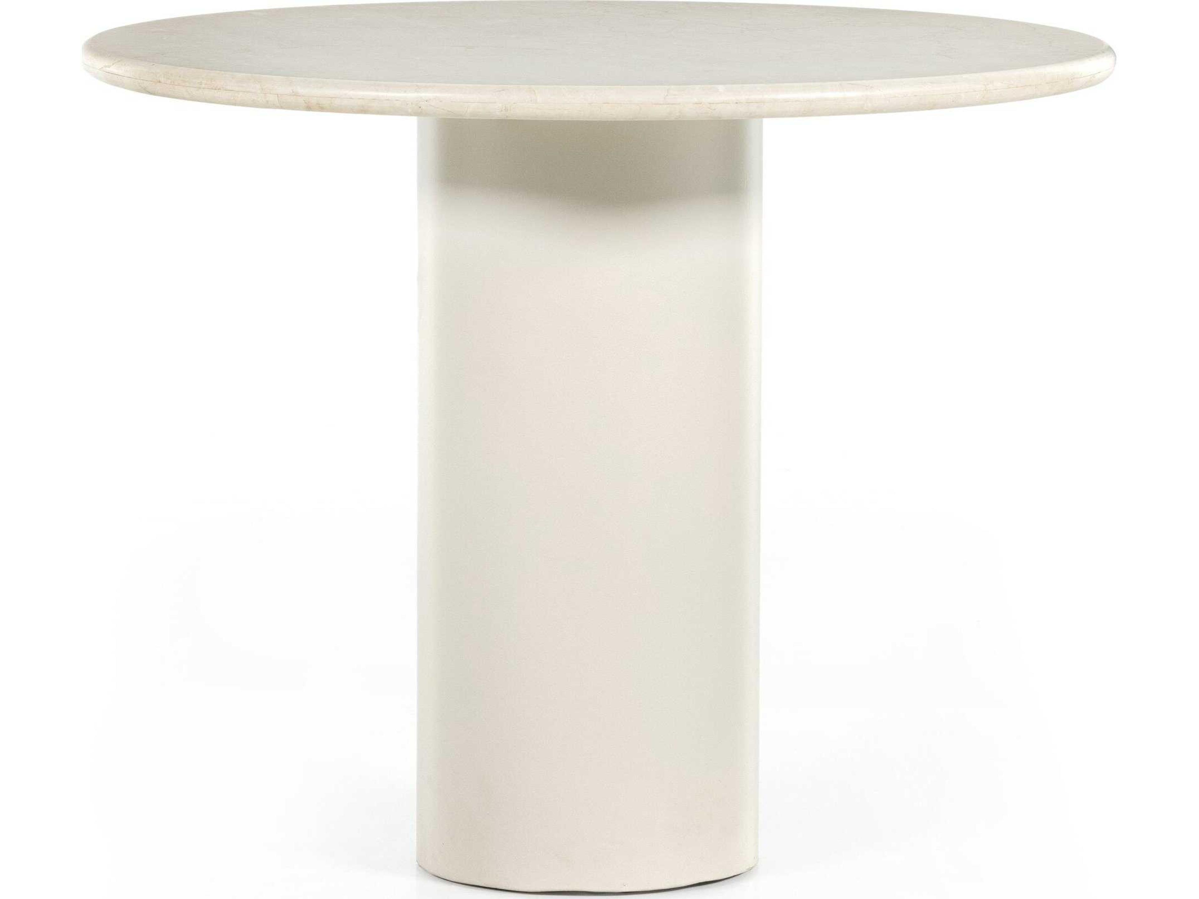 Rockwell Belle Cream Marble Round Dining Table