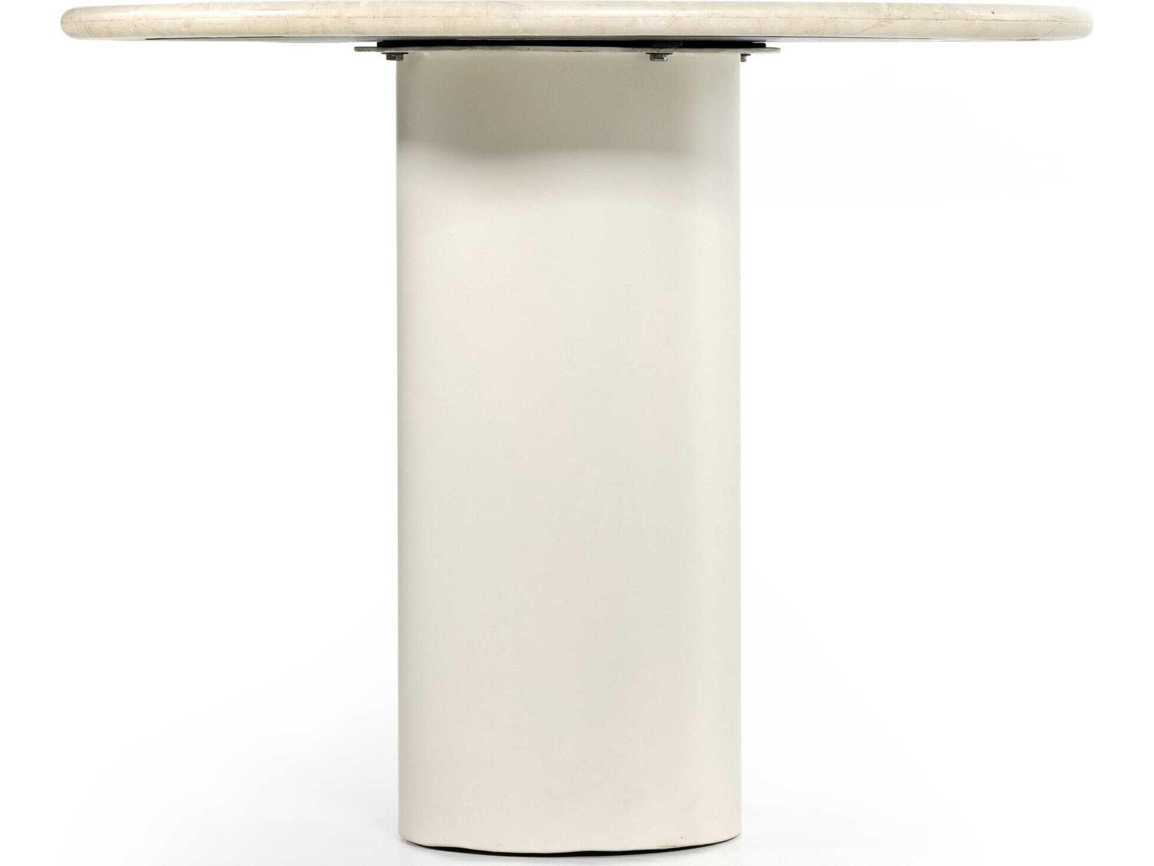 Four Hands Rockwell Belle Cream Marble Round Dining Table