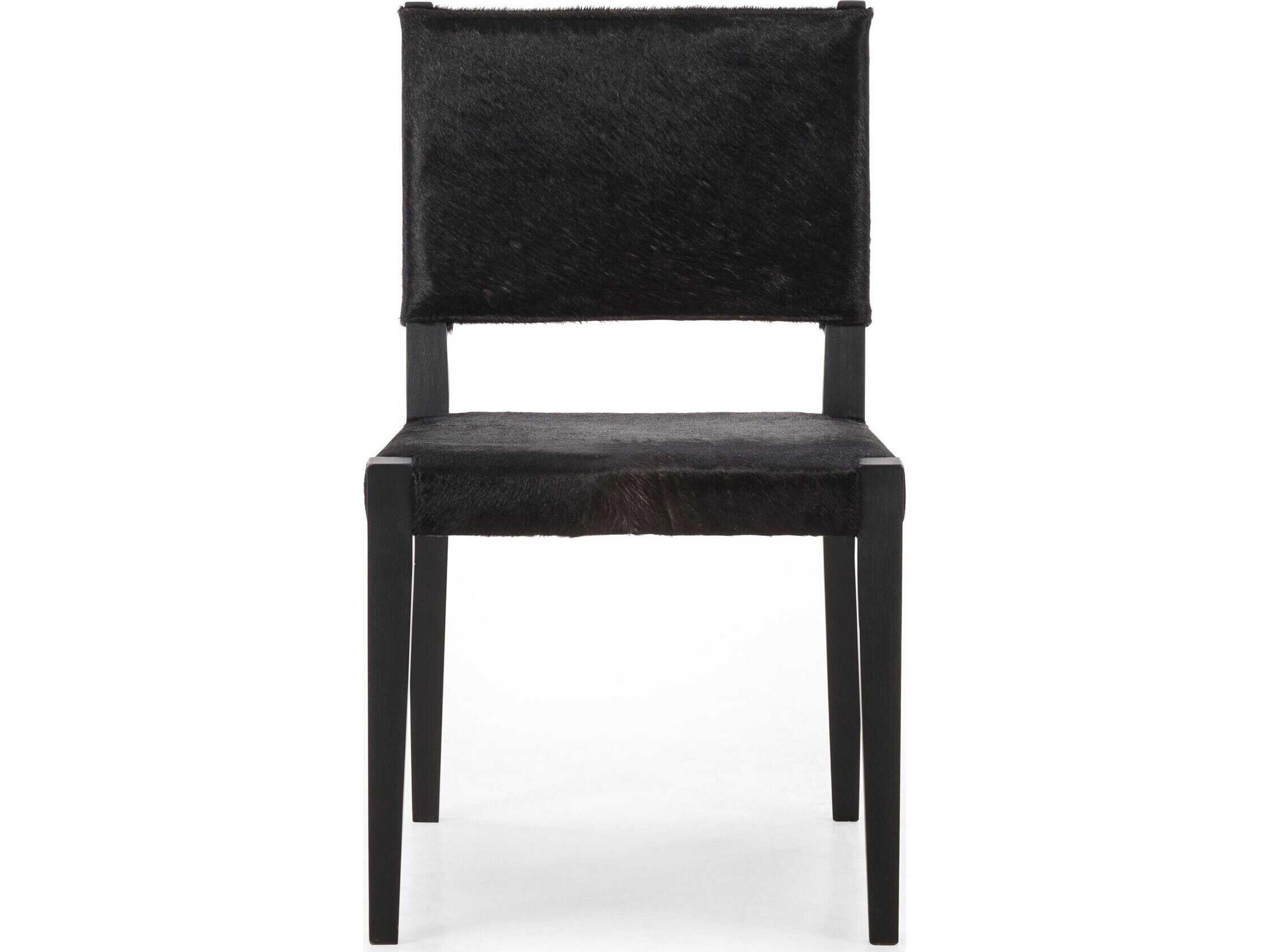 Four Hands Caswell Villa Dark Hair on Hide Upholstered Beech Wood Dining Chair
