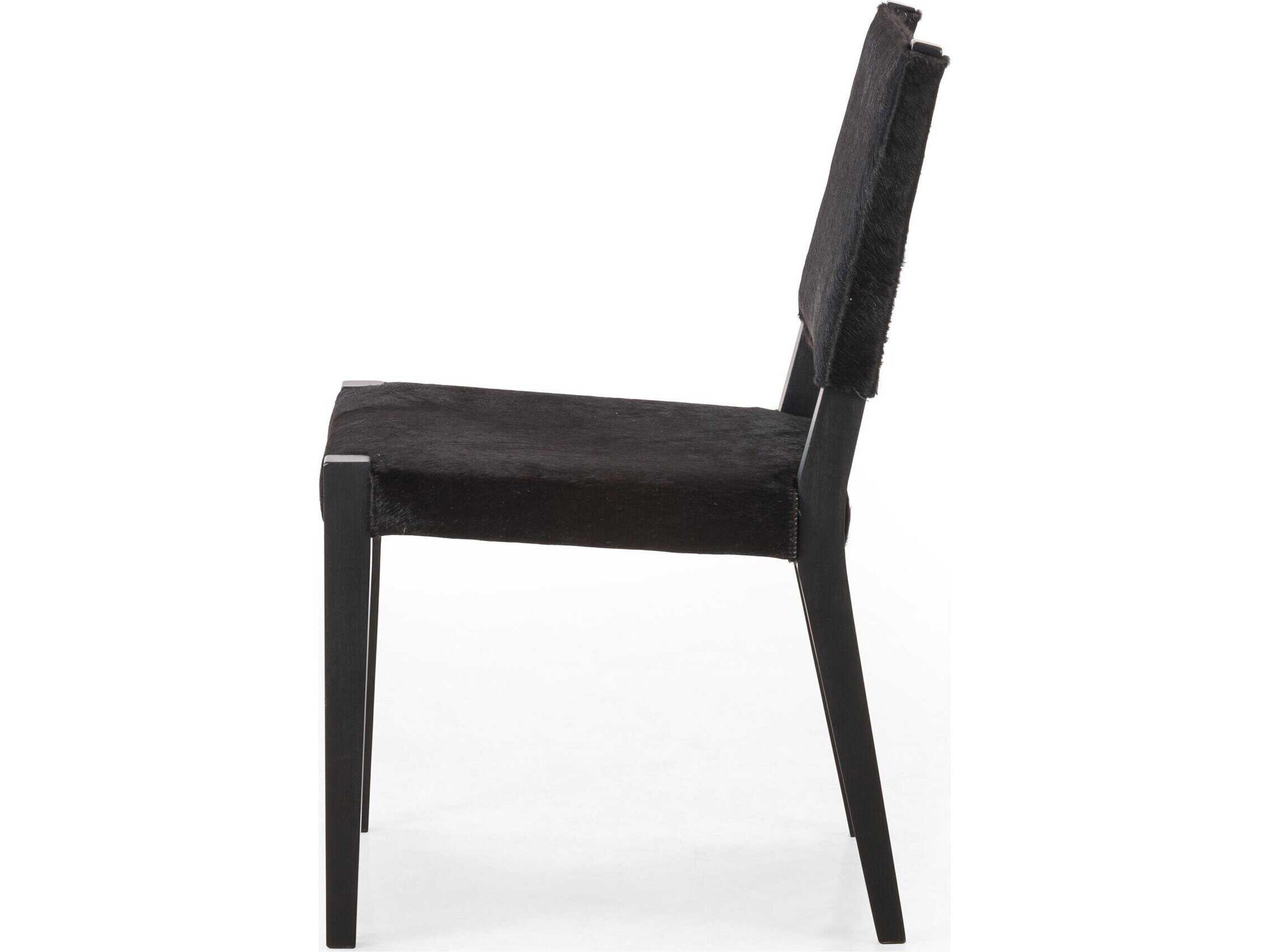 Four Hands Caswell Villa Dark Hair on Hide Upholstered Beech Wood Dining Chair