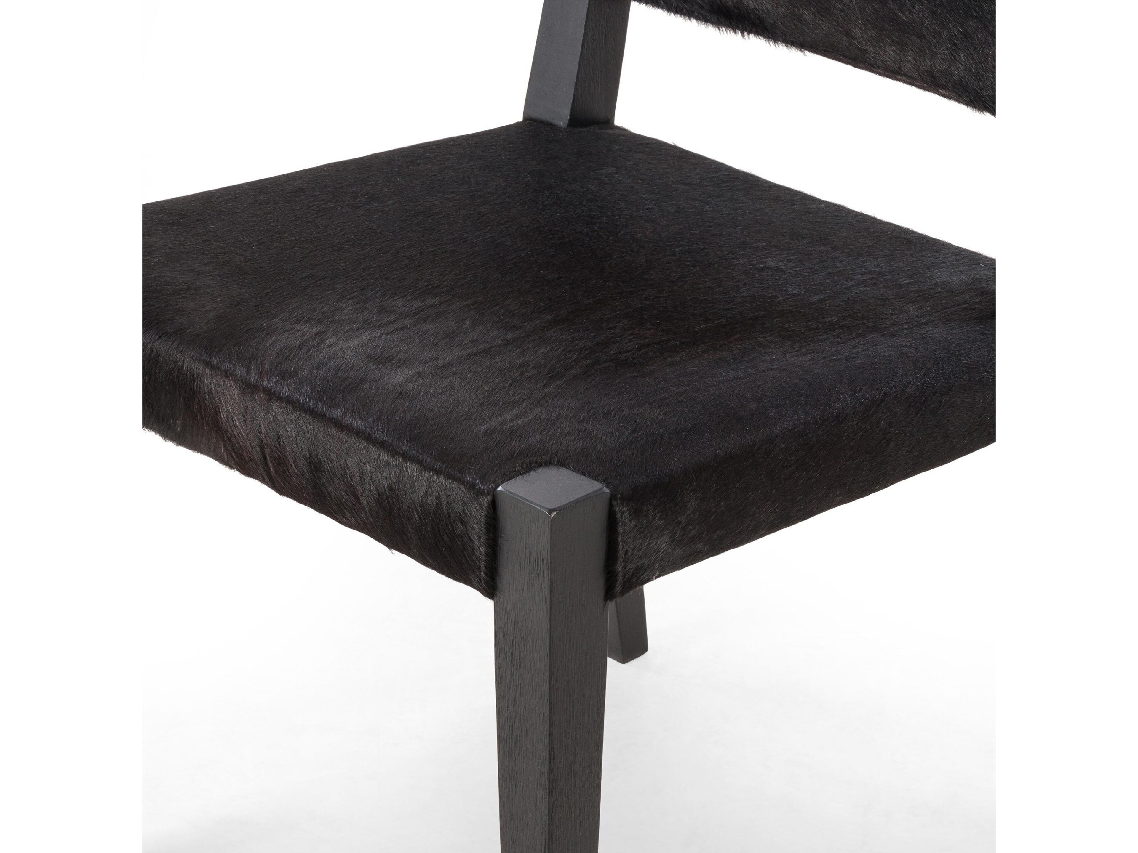 Four Hands Caswell Villa Dark Hair on Hide Upholstered Beech Wood Dining Chair