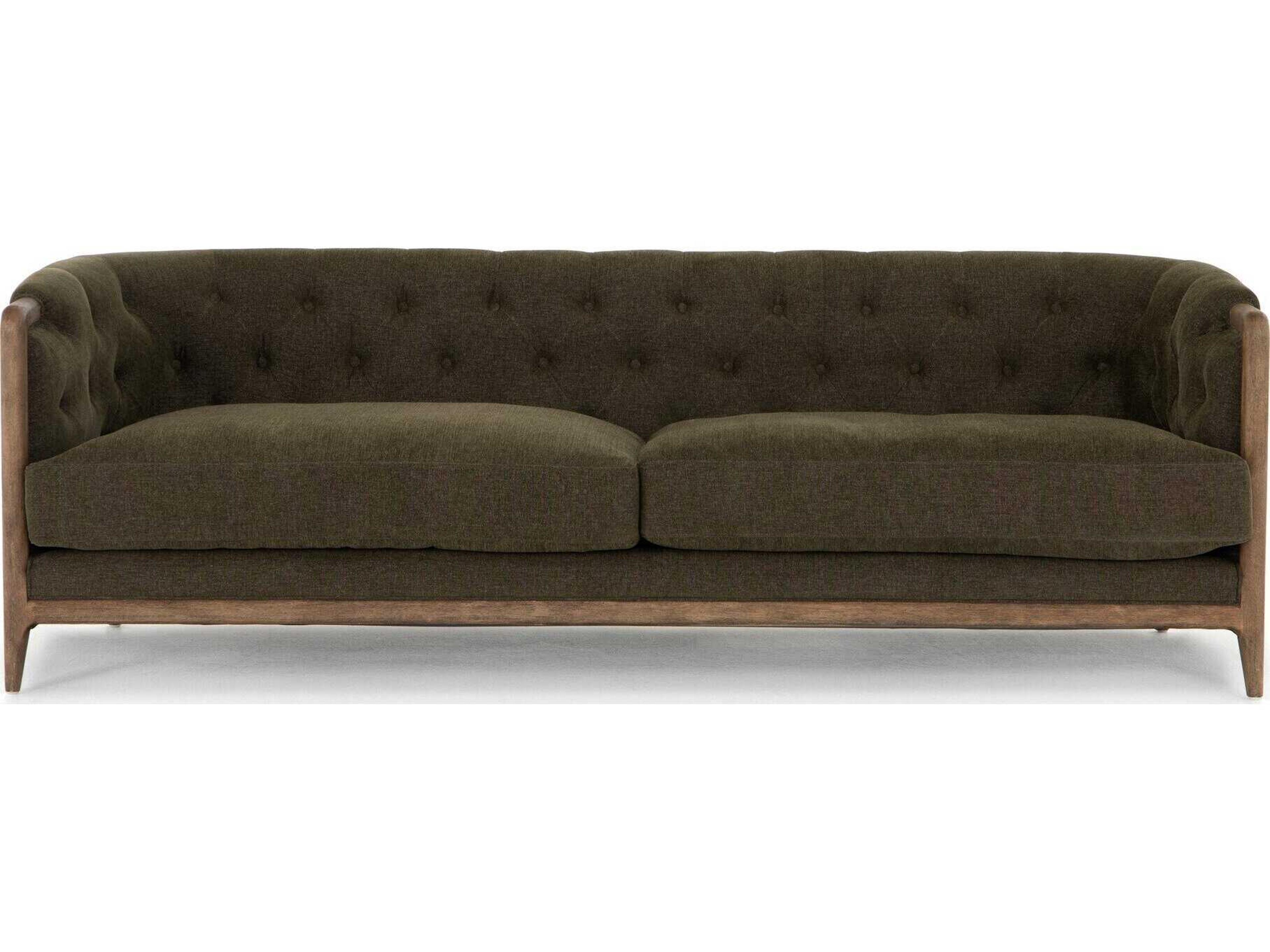 Four Hands Kensington Ellsworth Sutton Olive Distressed Natural Green Upholstered Sofa