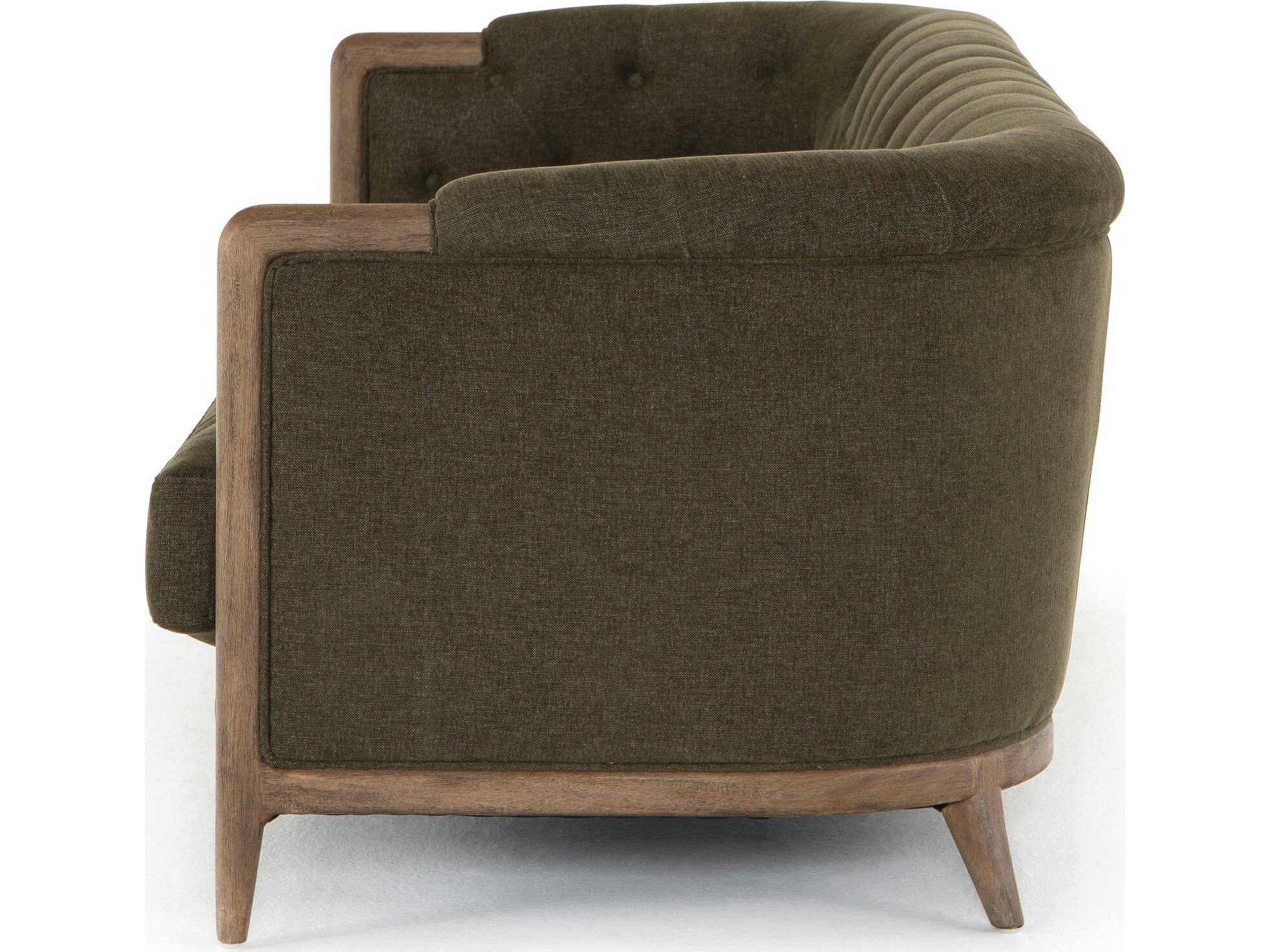 Four Hands Kensington Ellsworth Sutton Olive Distressed Natural Green Upholstered Sofa