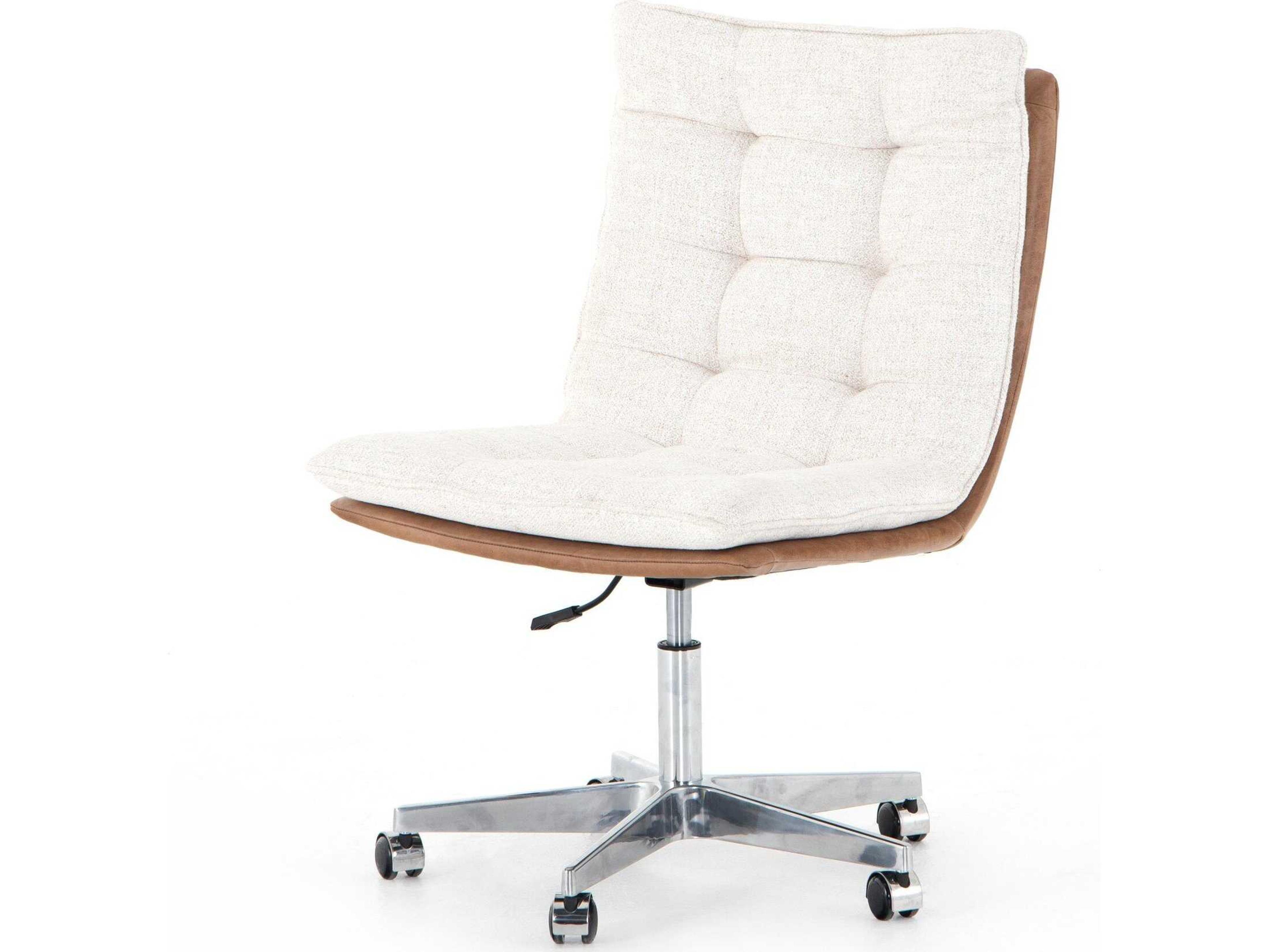 Kensington White Upholstered Swivel Computer Office Chair
