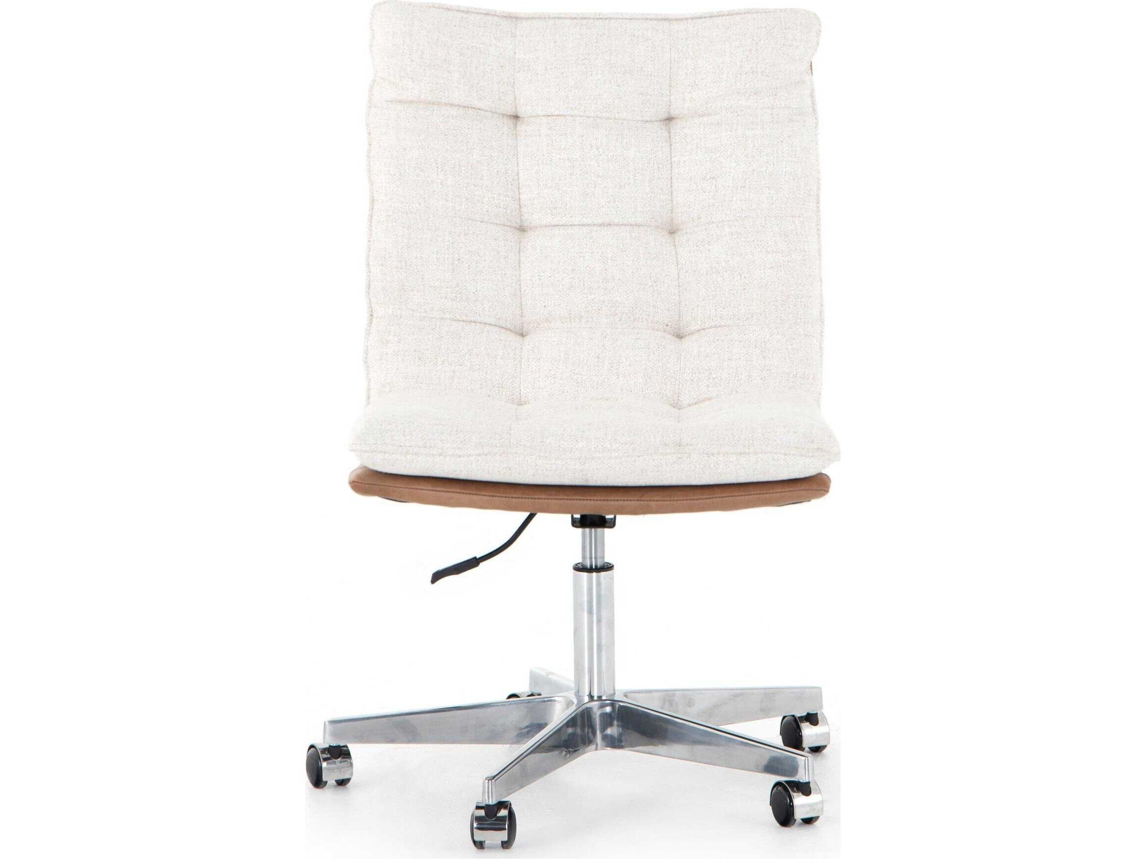 Four Hands Kensington White Upholstered Swivel Computer Office Chair