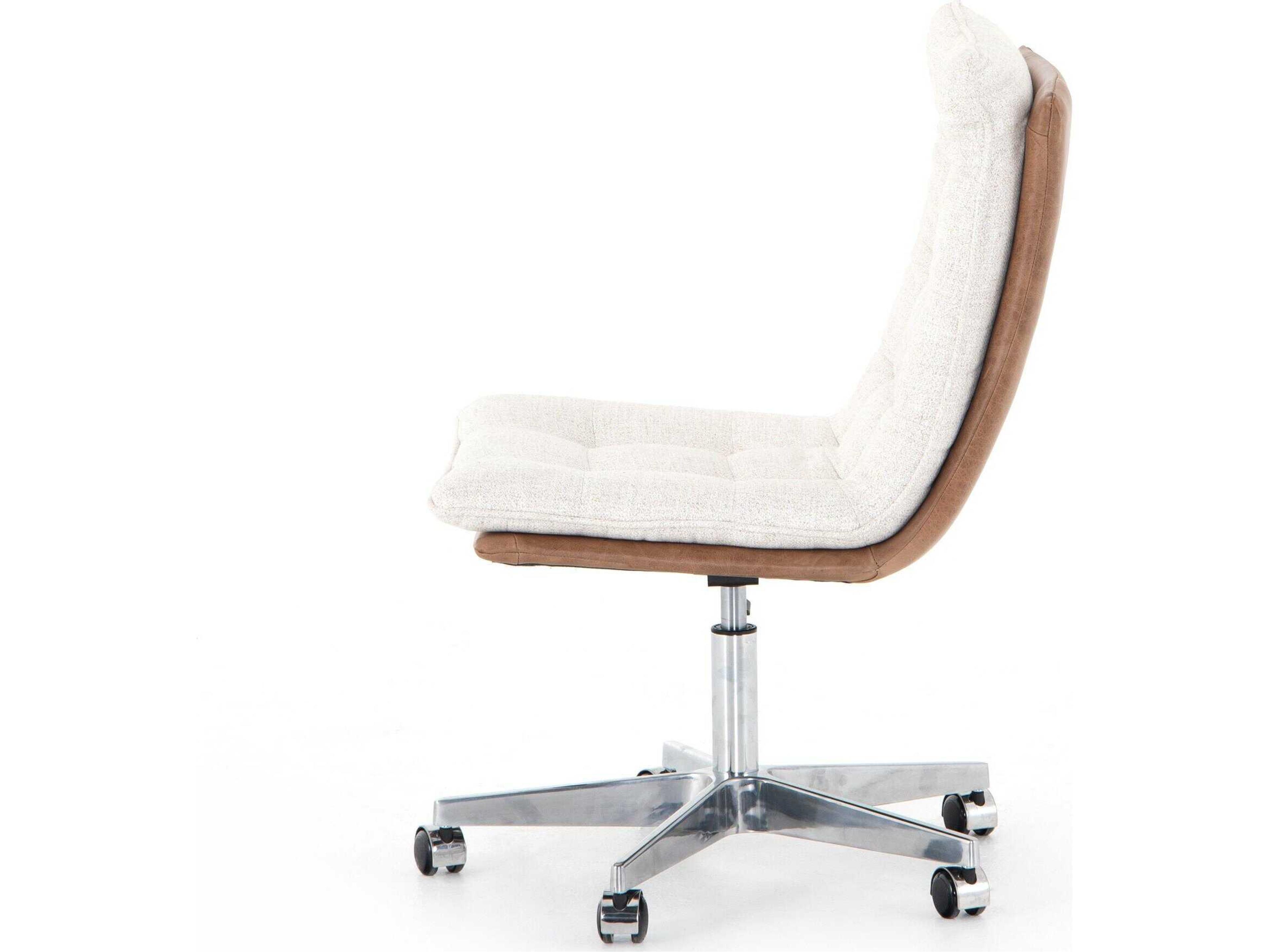 Four Hands Kensington White Upholstered Swivel Computer Office Chair