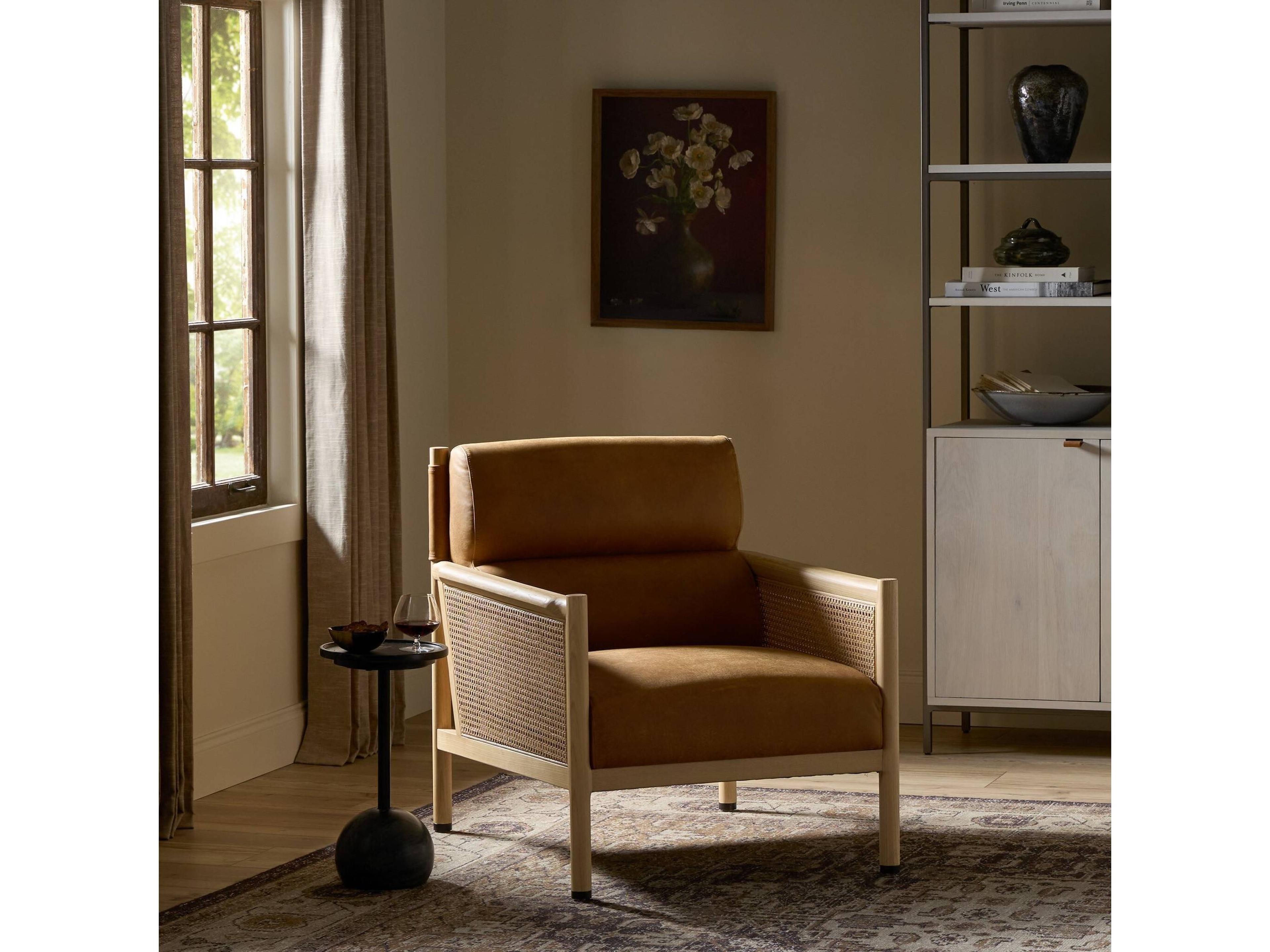 Four Hands Kensington Kempsey Brown Leather Accent Chair