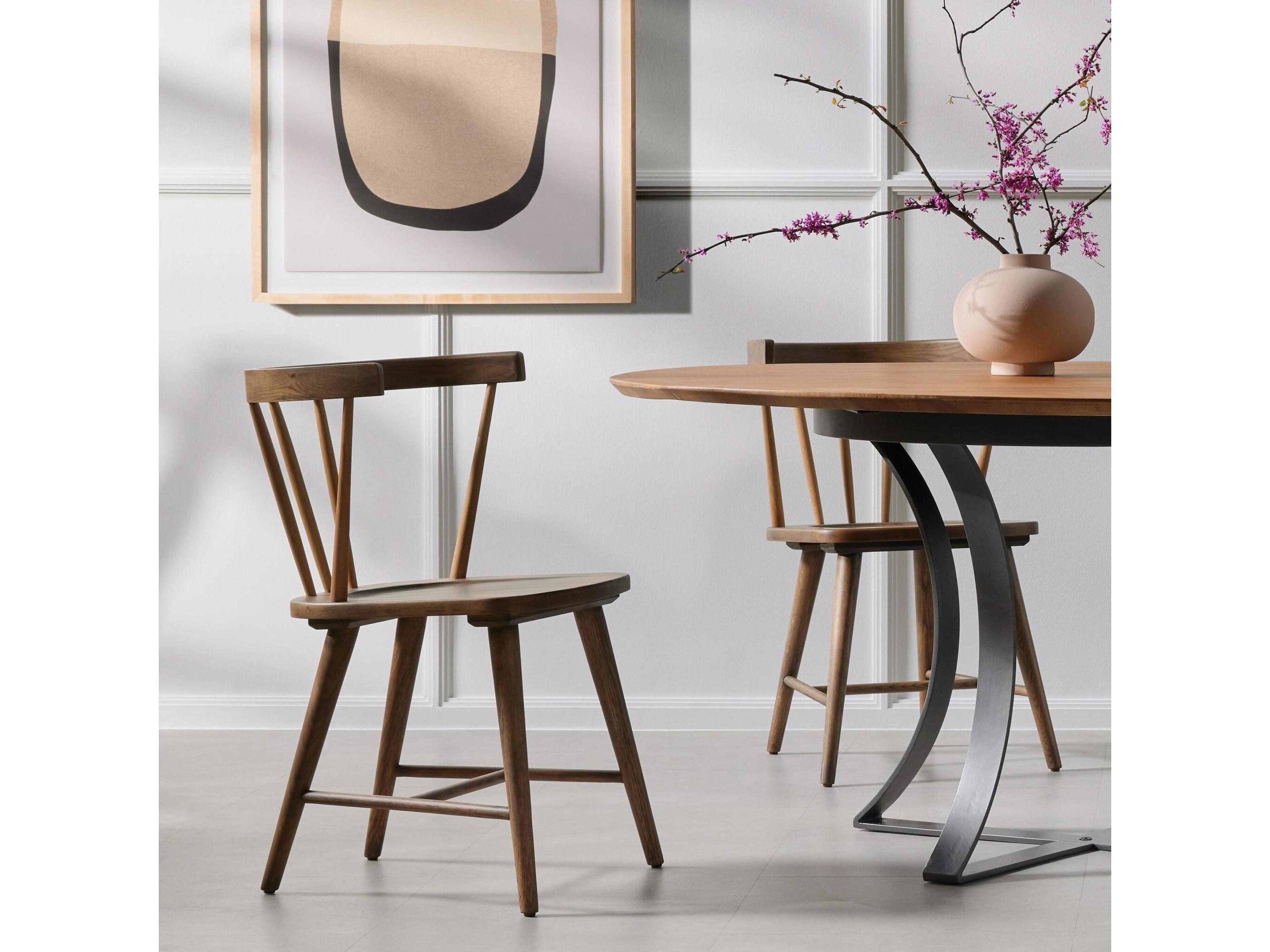 Four Hands Belfast Naples Oak Wood Brown Side Dining Chair