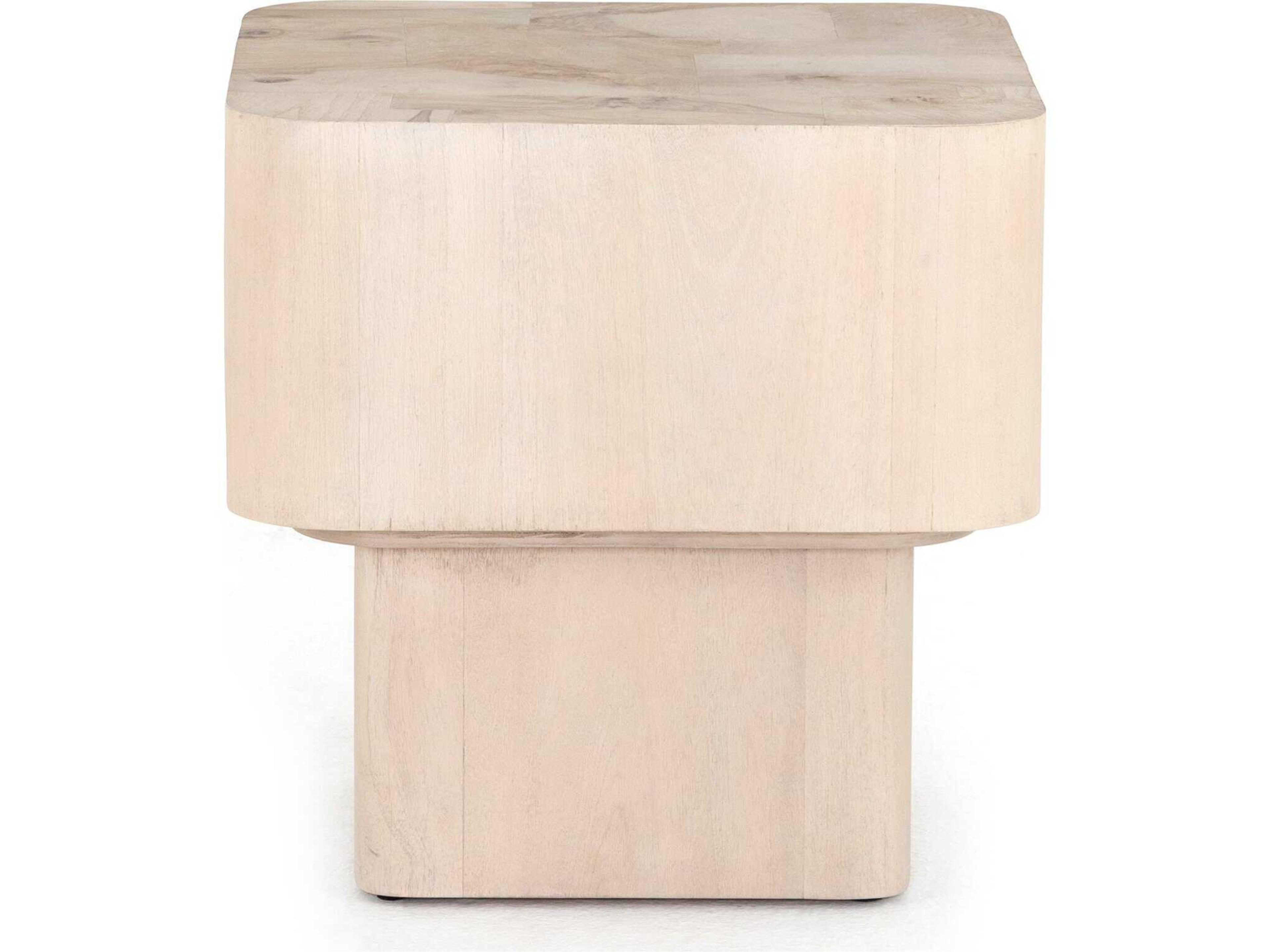 Four Hands Wesson Blanco Square Wood White Mahogany Bleached Burl End Table