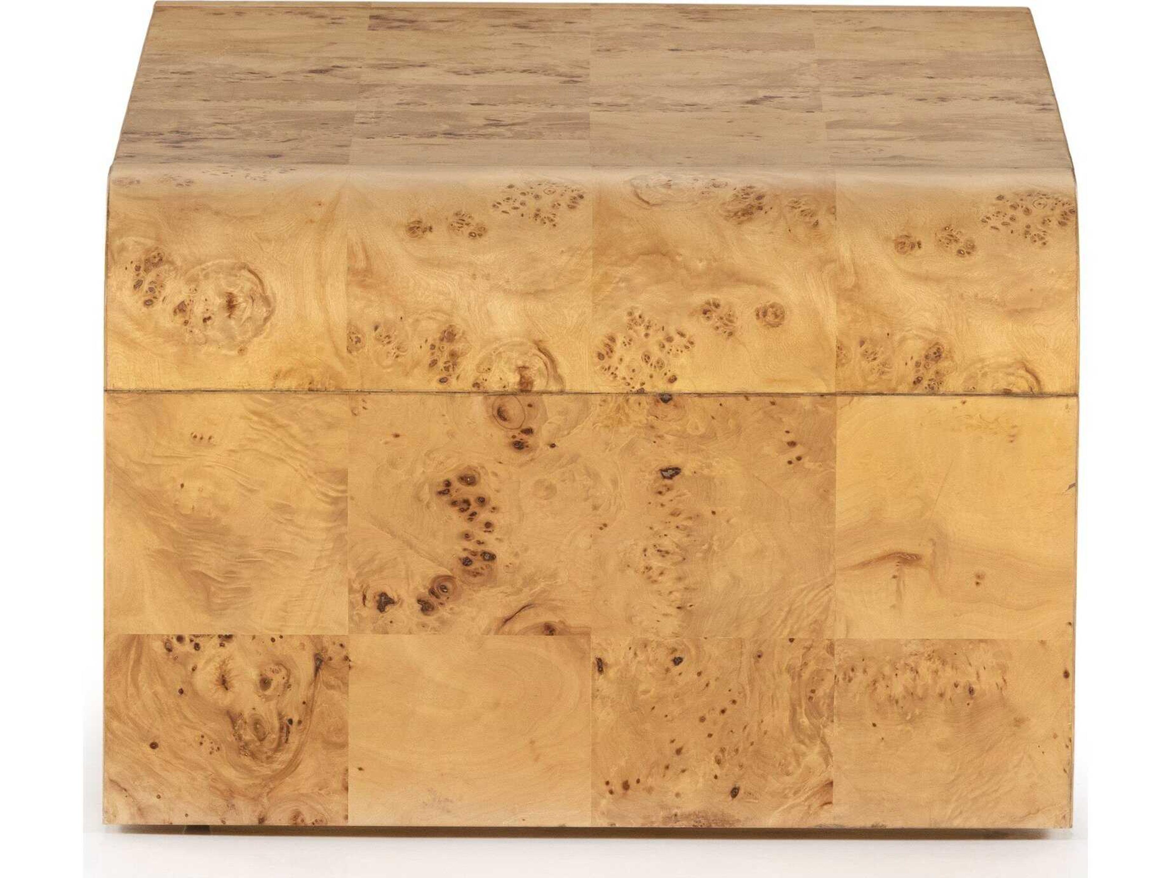 Four Hands Belfast Jenson Rectangular Wood Natural Poplar Burl Veneer Coffee Table