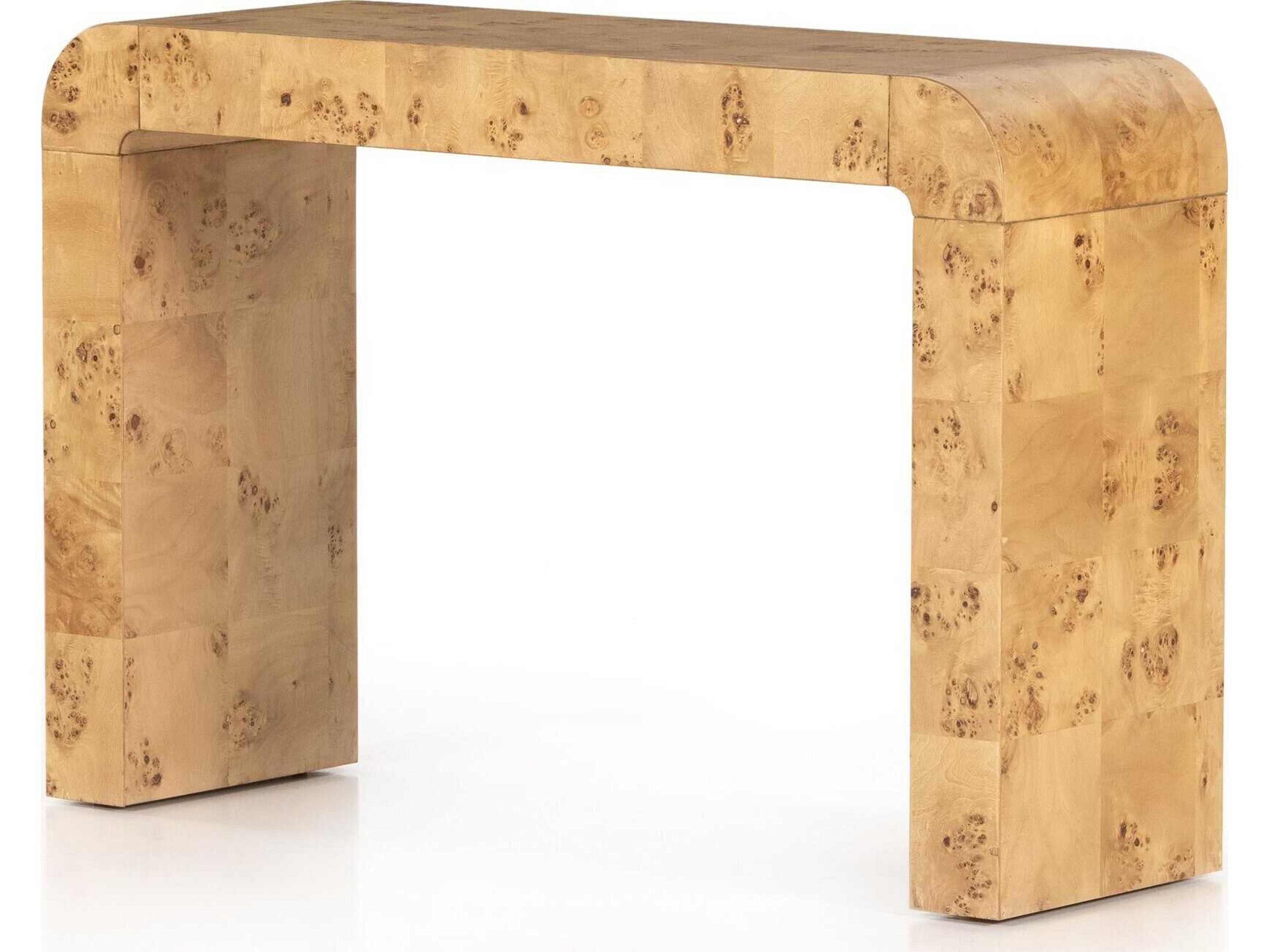 Belfast Jenson Rectangular Wood Natural Poplar Burl Veneer Console Table