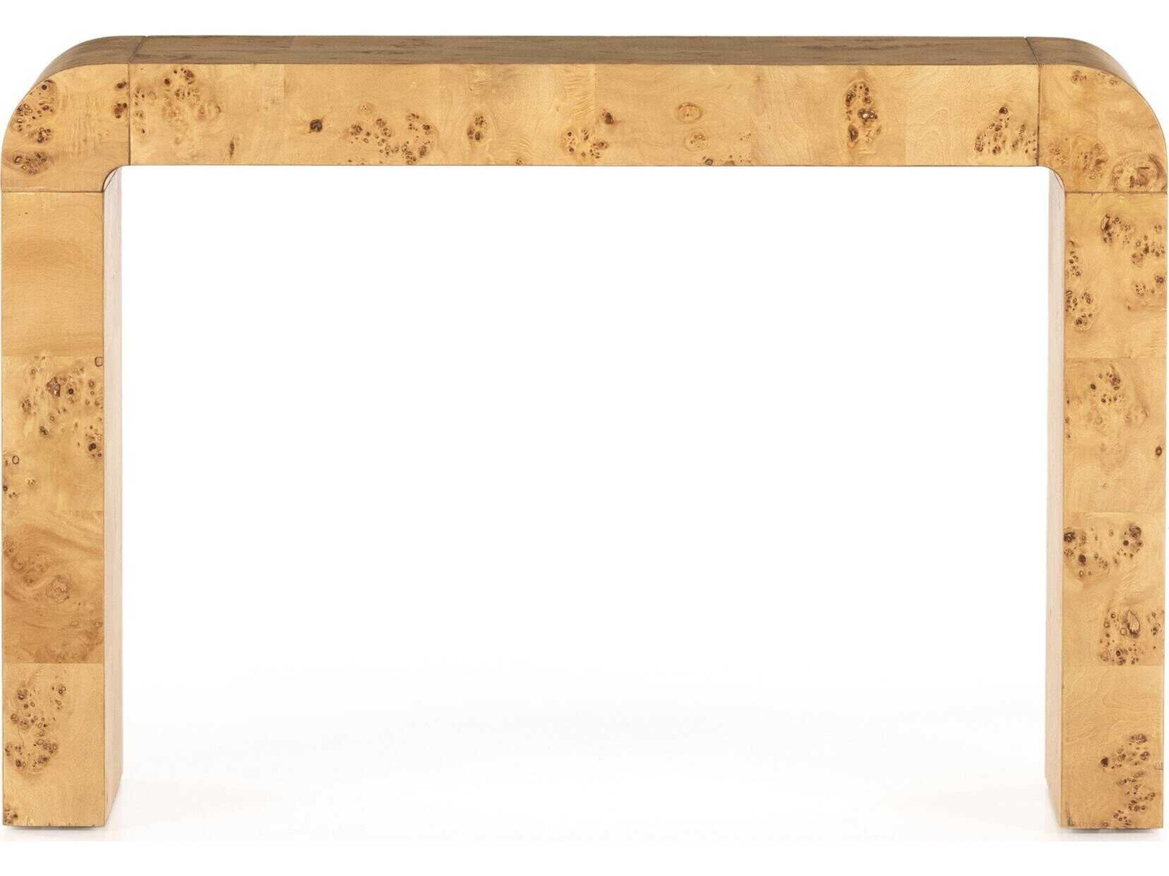 Four Hands Belfast Jenson Rectangular Wood Natural Poplar Burl Veneer Console Table