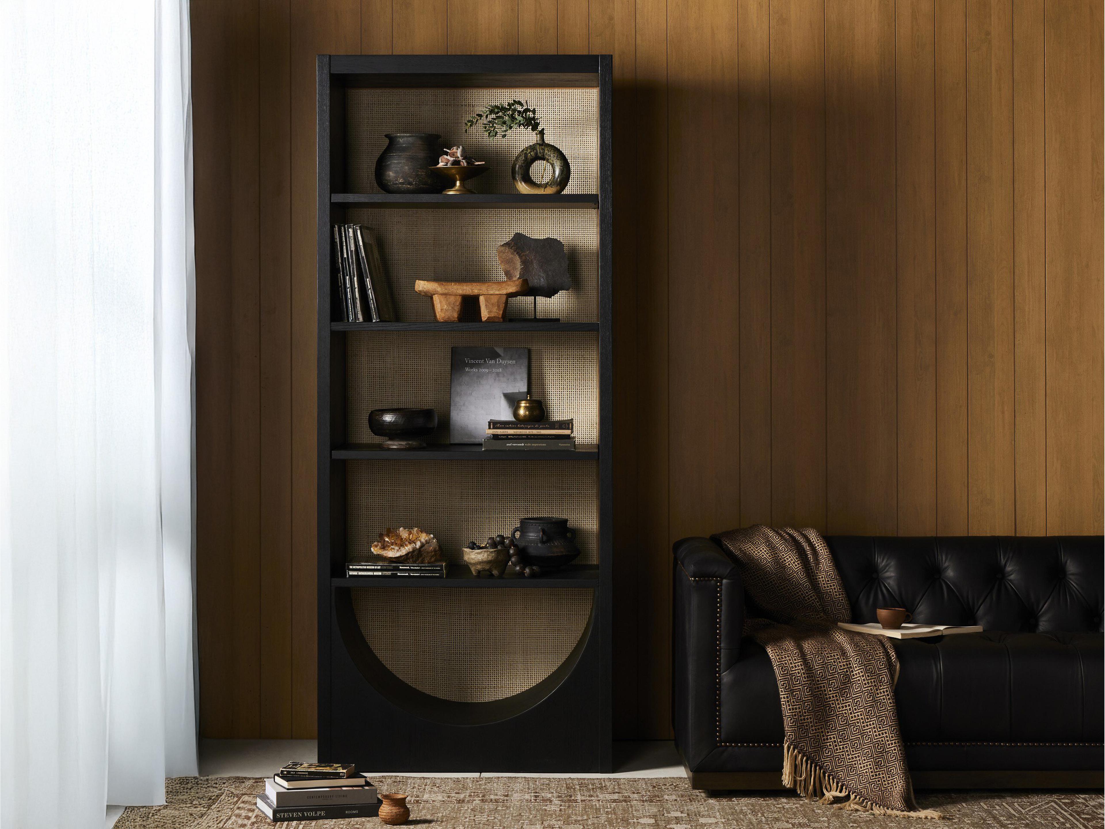 Four Hands Filmore Higgs Brushed Ebony Oak Veneer  Bookcase